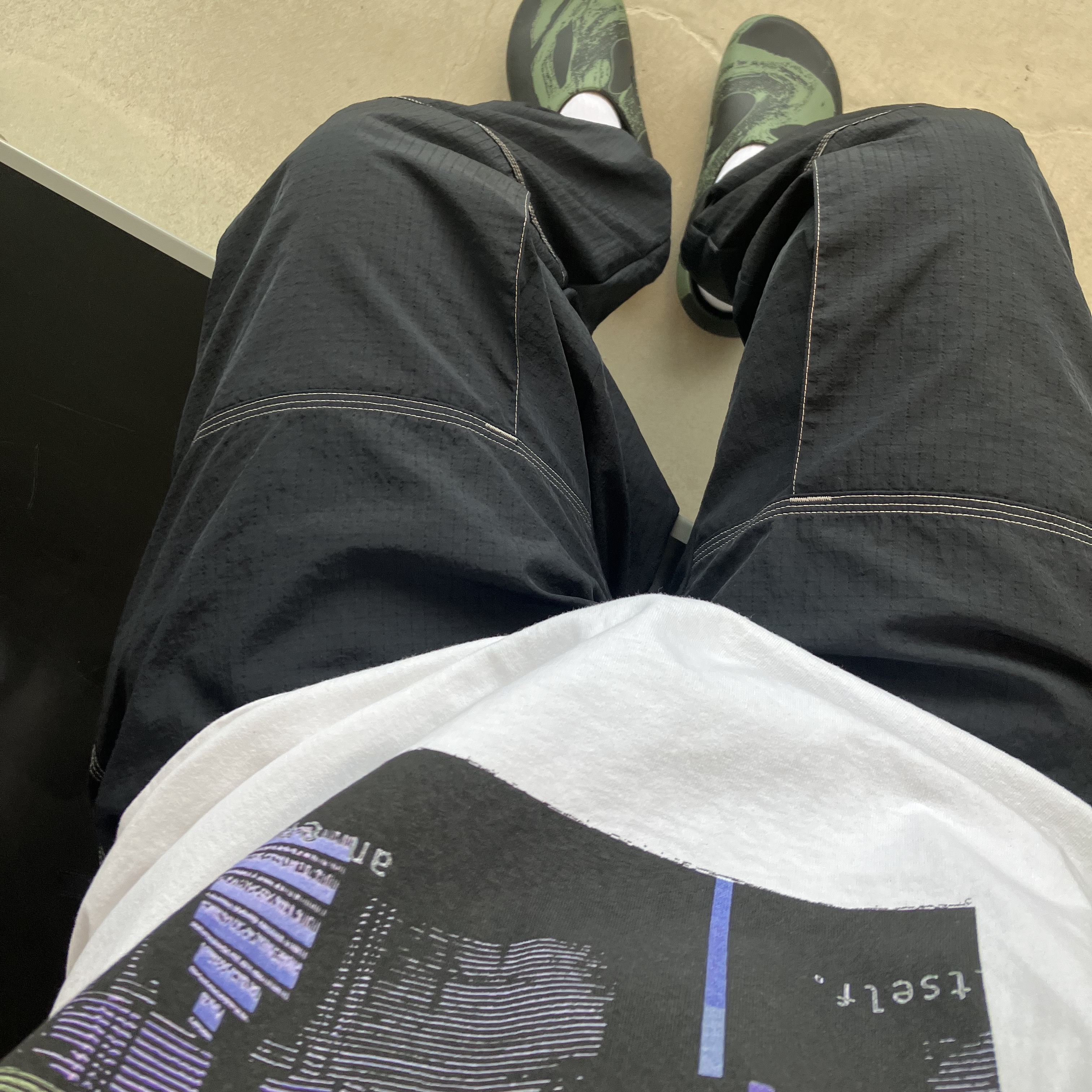 Crocs x Roa Hiking Mellow Clog Black Multi, Supreme x Nike Ripstop Track Pants Black - 24SS 착용 스타일