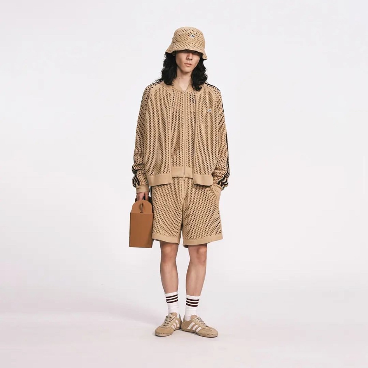 Adidas x Clot Crochet Track Top Beige Tone - KR Sizing 착용 스타일 - 4