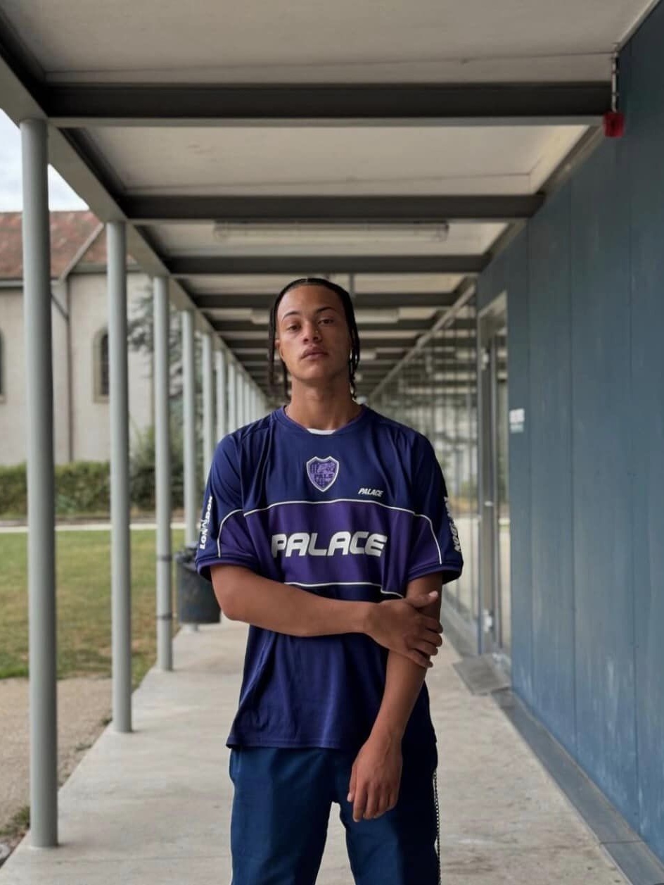 Palace Palamat Jersey Navy Purple - 24FW 착용 스타일