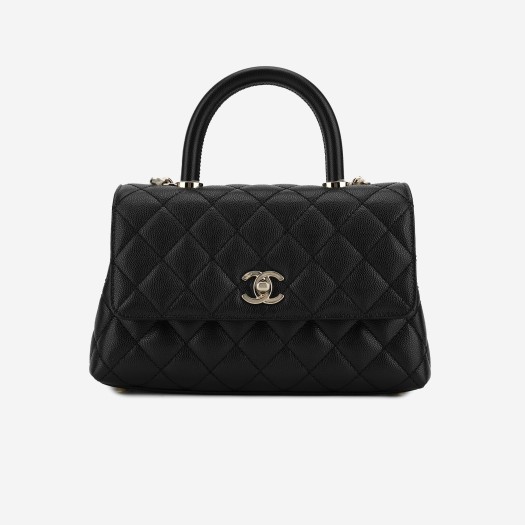 Chanel Small Flap Bag with Top Handle Grained Calfskin & Gold Black