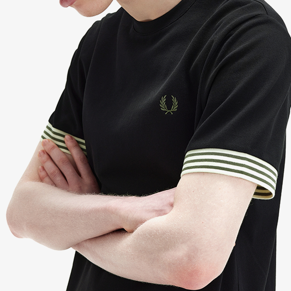 프레드페리 스트라이프 커프 티셔츠 블랙(Fred Perry Striped Cuff T-Shirt Black) - 4