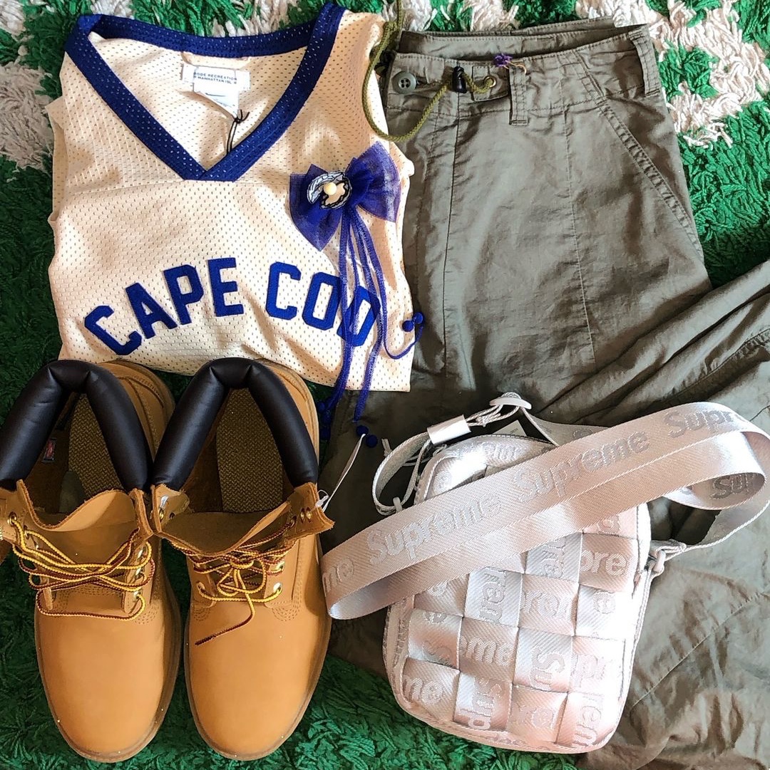 Nike x Bode Mesh Jersey Ecru - Asia, Needles H.D. BDU Pants Olive 착용 스타일 - 4