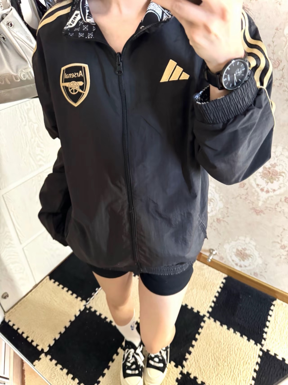 Adidas Arsenal Ian Wright Anthem Jacket Black - KR Sizing 착용 스타일