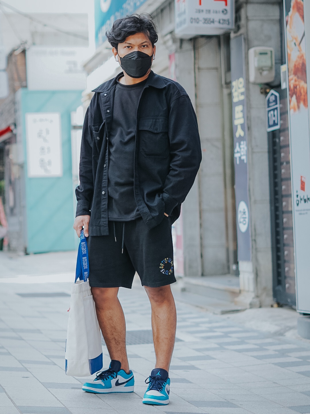 Jordan 1 Low Dark Powder Blue 착용 스타일