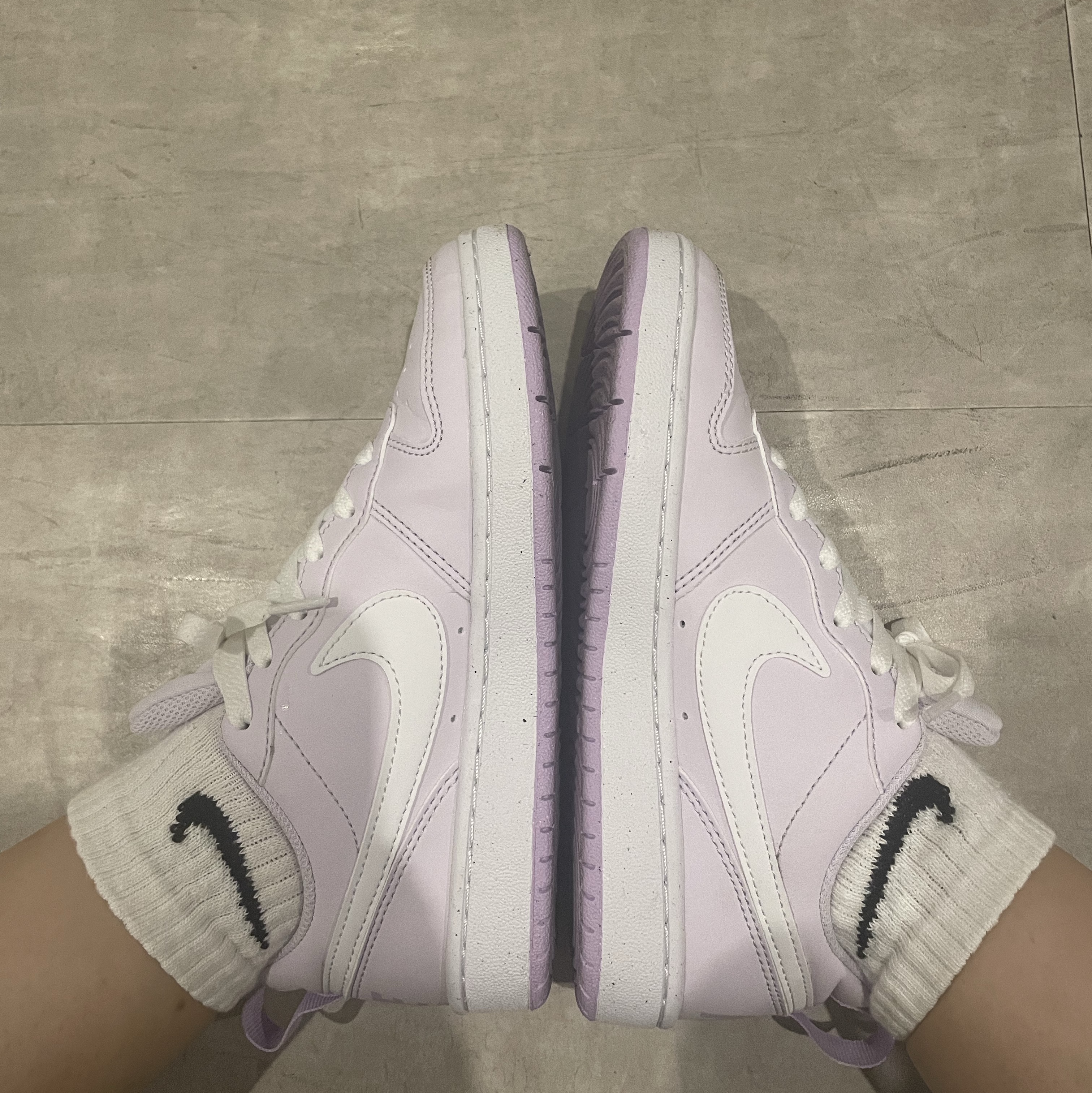 (GS) Nike Court Borough Low Recraft Barely Grape Lilac Bloom 착용 스타일 - 4