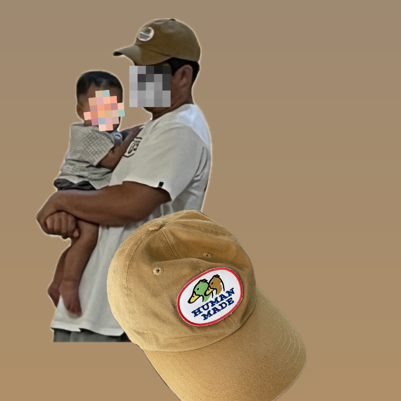 Human Made 6-Panel Twill Cap #1 Beige 착용 스타일