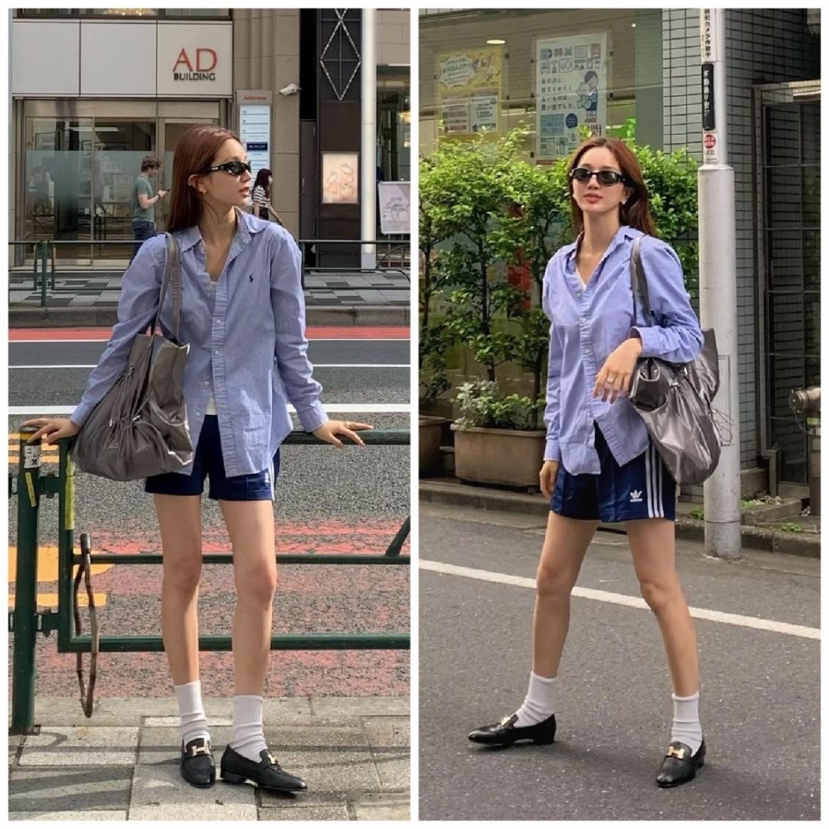 (W) Adidas Terry Shorts Dark Blue - KR Sizing 착용 스타일