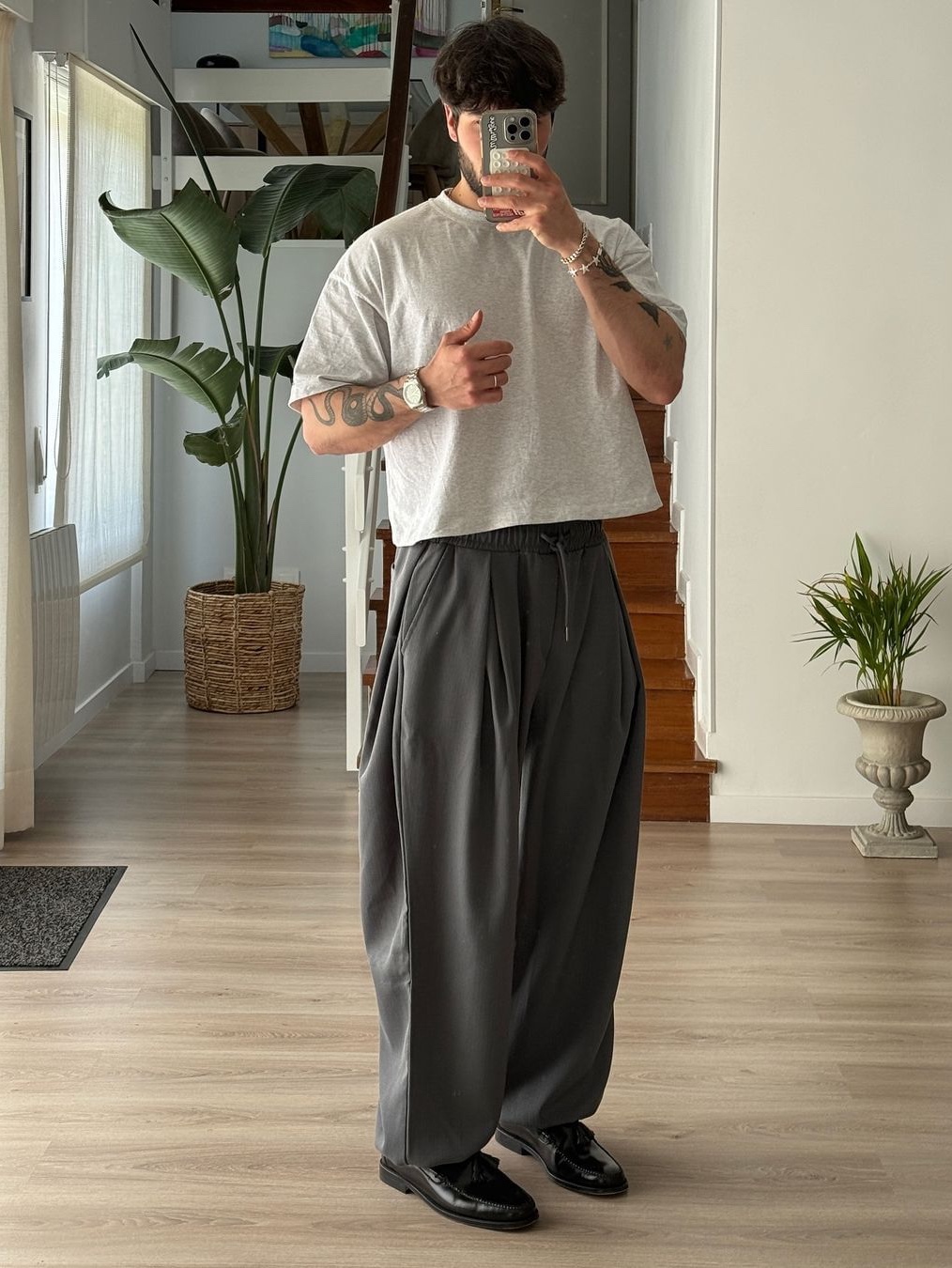 Auralee Super Light Wool Slacks Top Gray - DSMG Exclusive 착용 스타일 - 2
