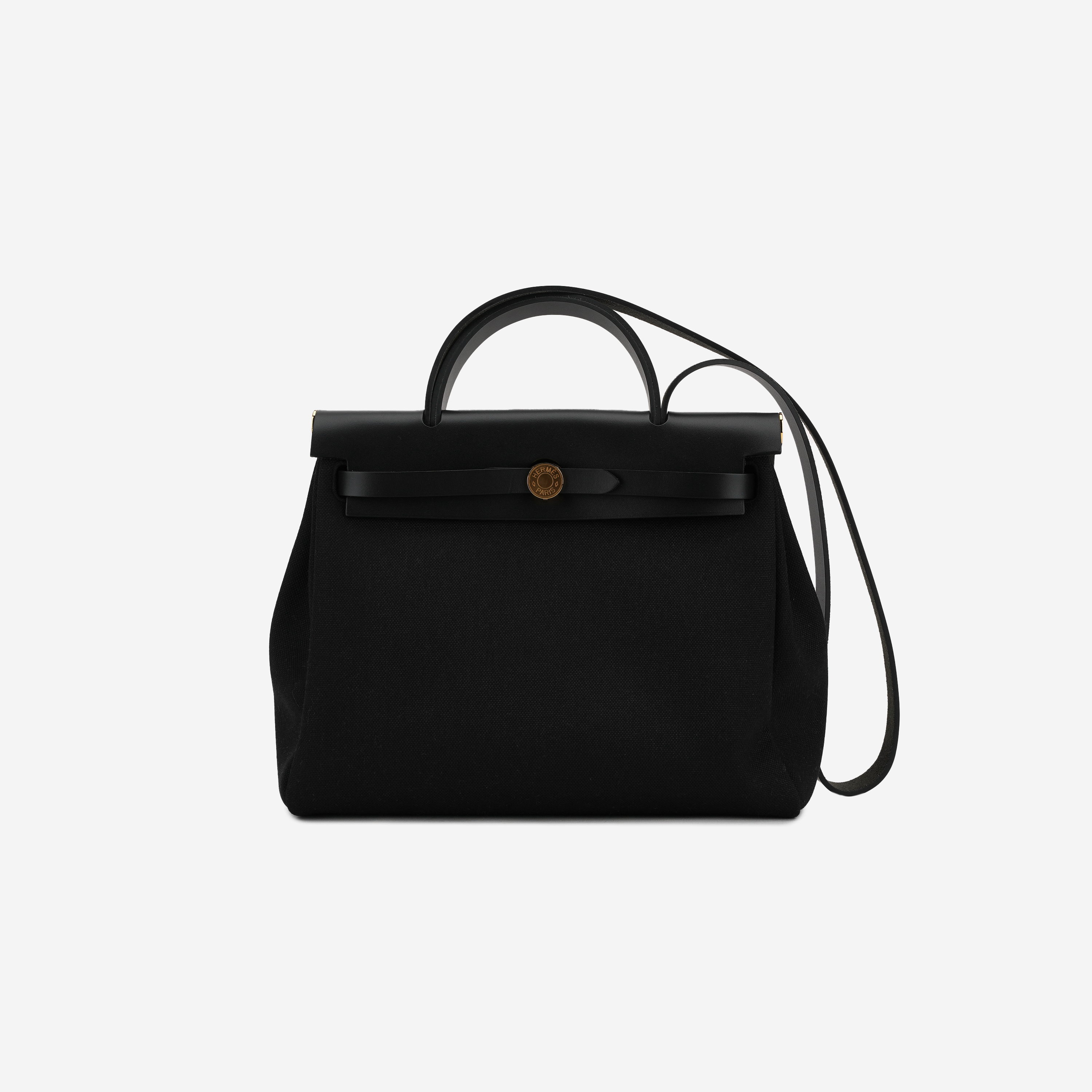 Hermes Herbag Zip 31 Bag Retourne & Gold Noir