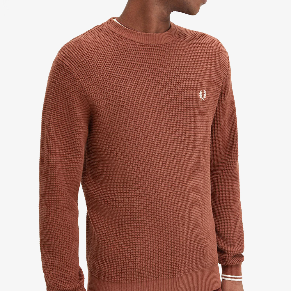 프레드페리 와플 스티치 니트 위스키브라운(Fred Perry Waffle Stitch Knit Whisky Brown) - 3