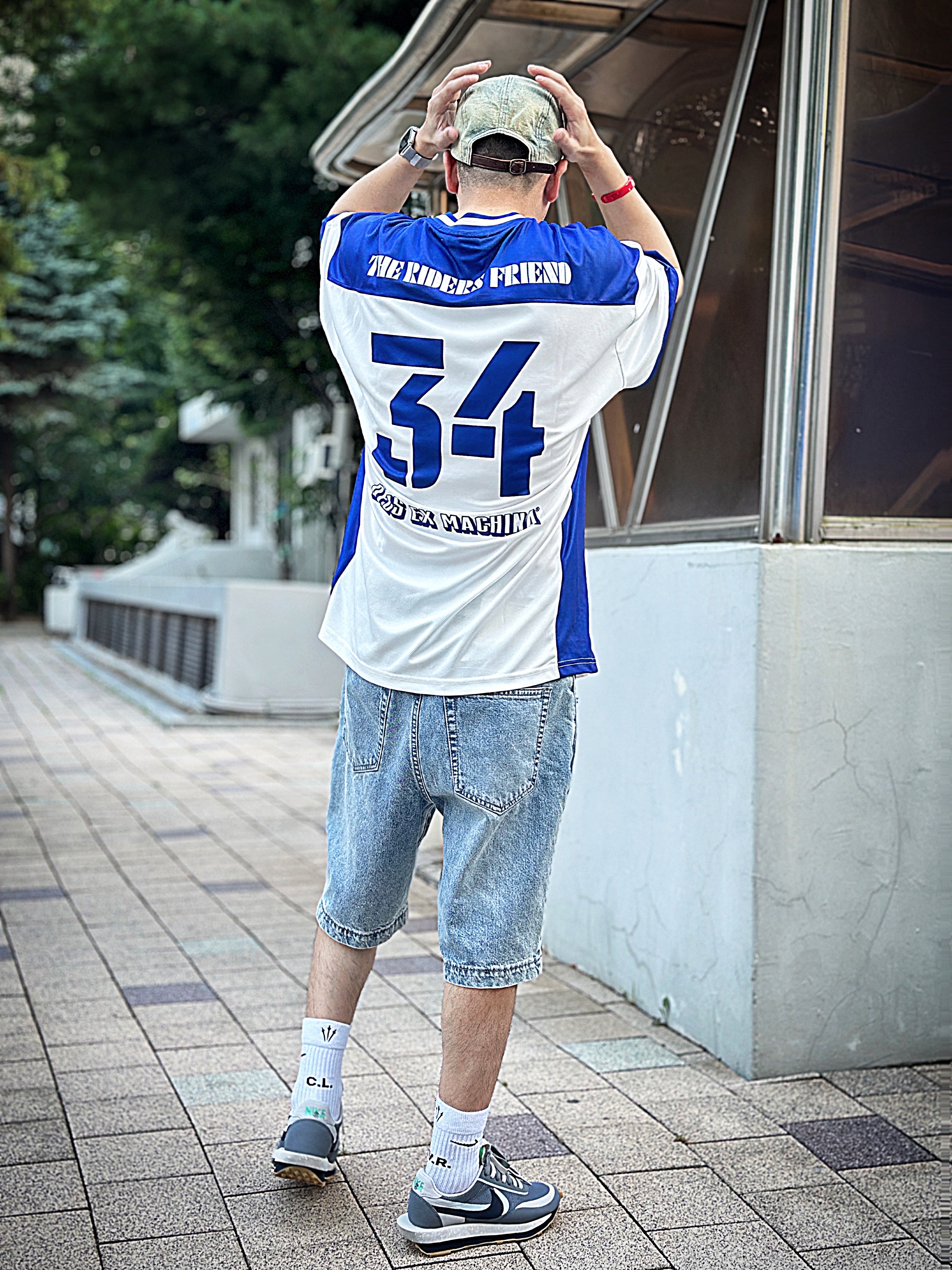 Supreme Washed Chino Twill Camp Cap Dirty Indigo - 24SS, Human Made Acrylic Bangle #2 Red 착용 스타일 - 2