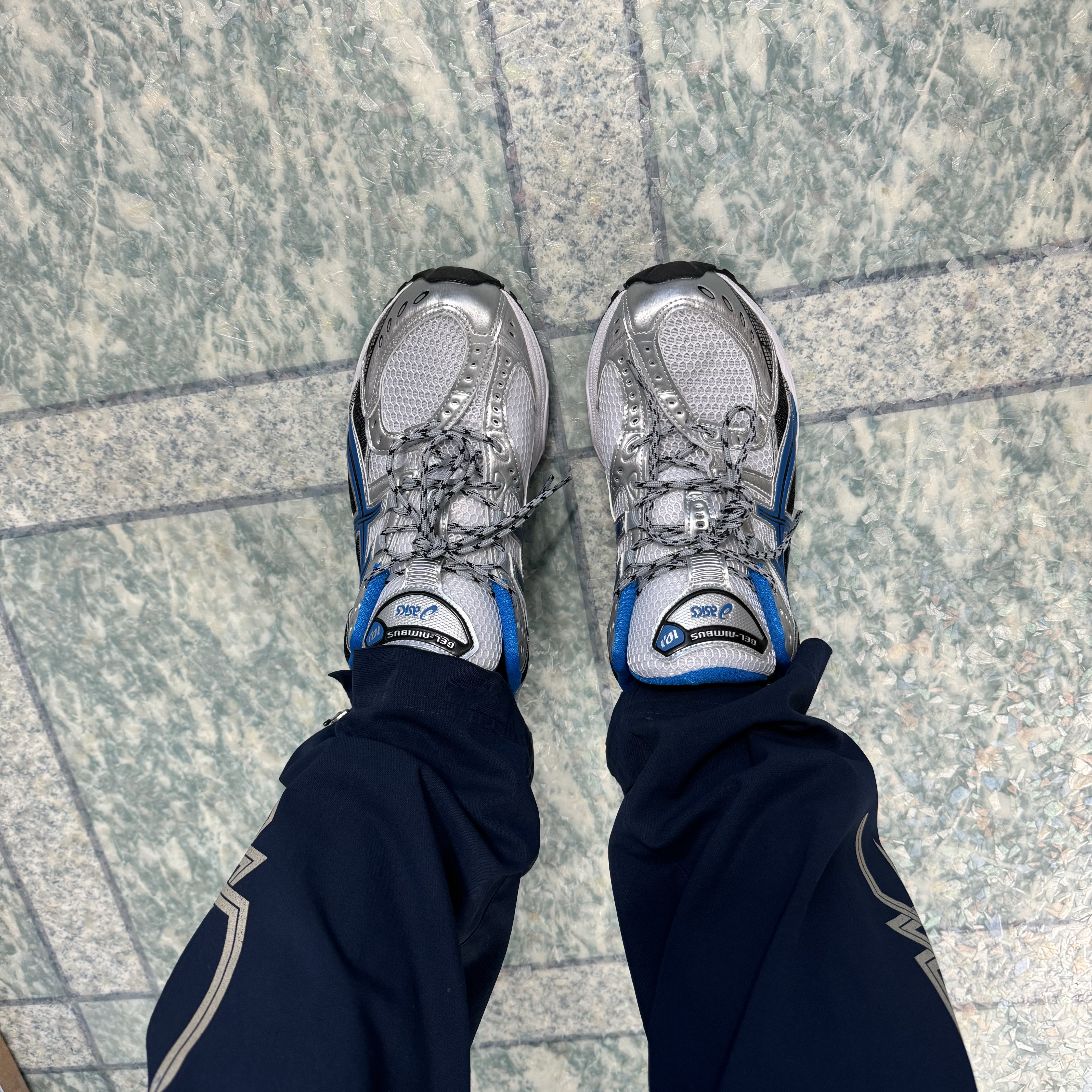Asics Gel-Nimbus 10.1 White Directoire Blue 착용 스타일