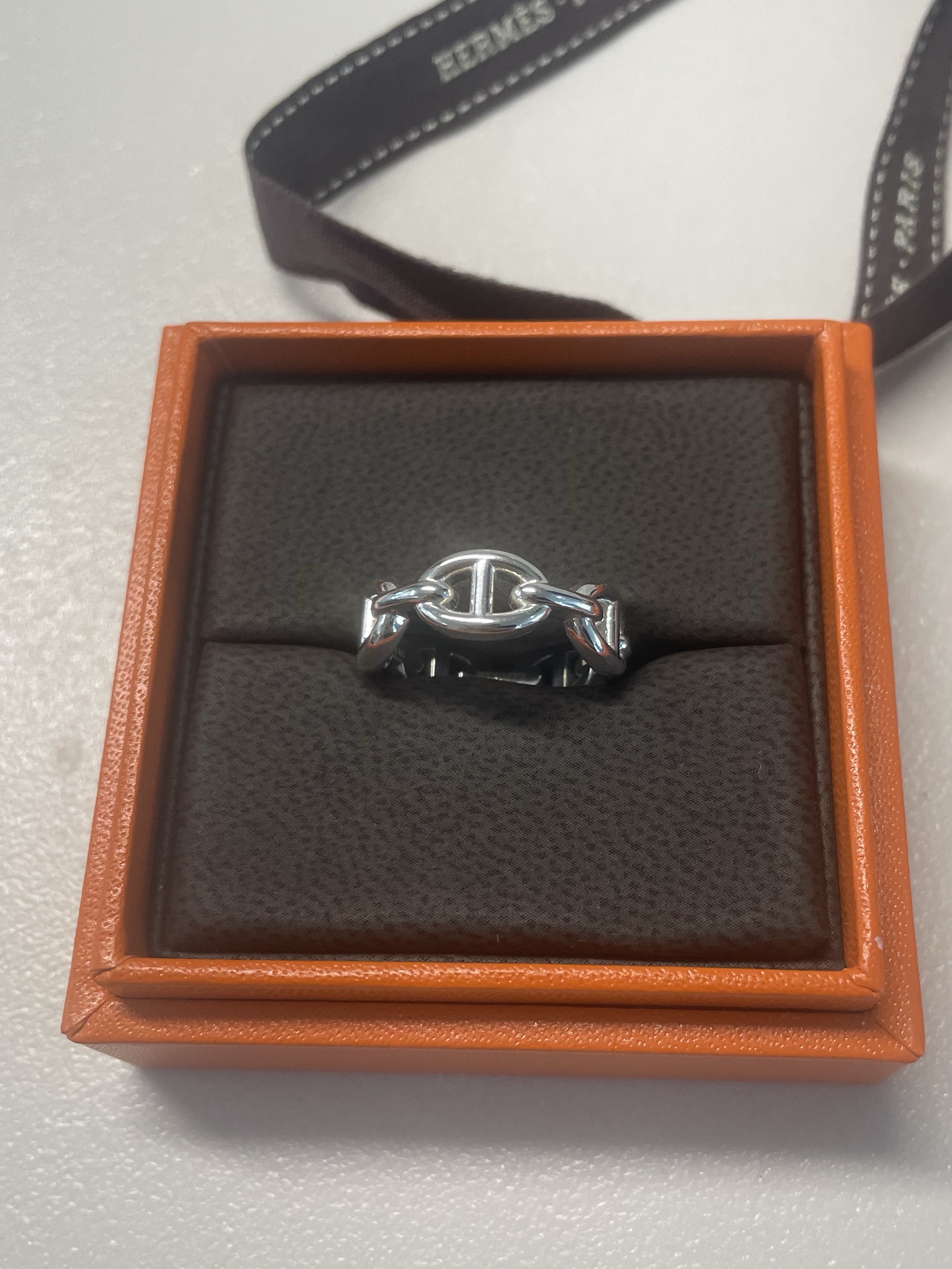 (W) Hermes Small Chaine D'Ancre Enchainee Ring Sterling Silver 착용 스타일