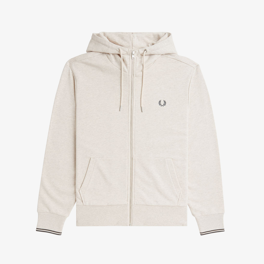 프레드페리 후드 집 스루 스웻셔츠 포리지(Fred Perry Hooded Zip Through Sweatshirt Porridge Marl/Anchor Grey) - 5