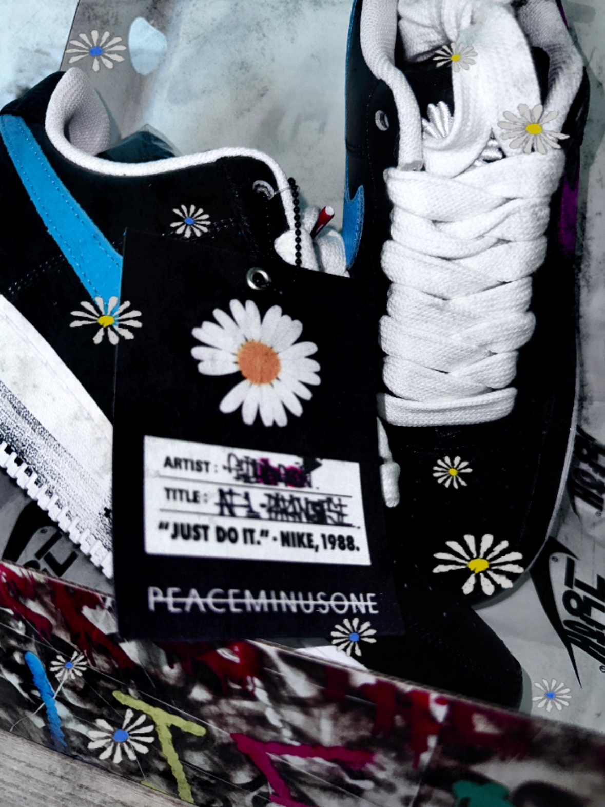 Nike x Peaceminusone Air Force 1 Low Para-Noise 3.0 Black and Multicolor 착용 스타일