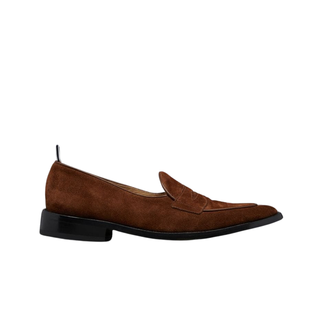 MFL087A-L0037-206 Thom Browne Suede Varsity Penny Loafer Dark Brown