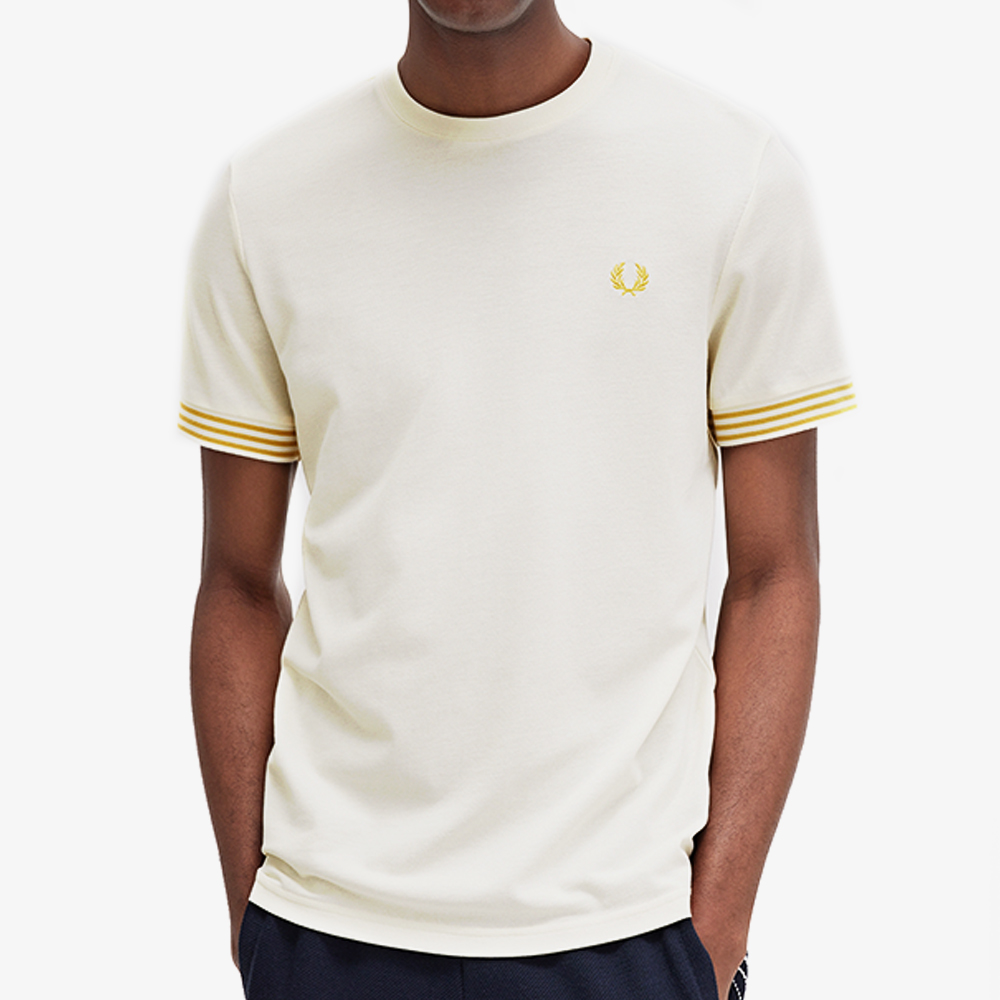 프레드페리 스트라이프 커프 티셔츠 에크루(Fred Perry Striped Cuff T-Shirt Ecru) - 3