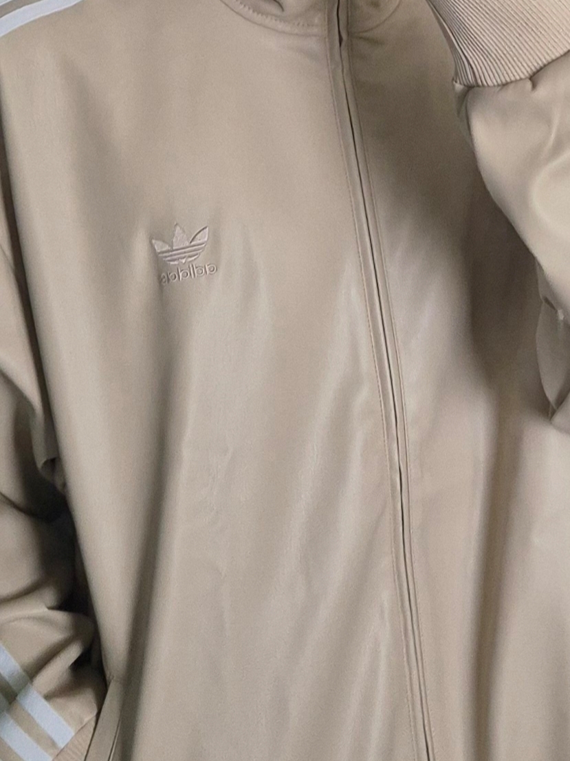 Adidas Faux Leather Adicolor 3S Loose Firebird Tracksuit Jacket Wonder Beige - KR Sizing 착용 스타일 - 1
