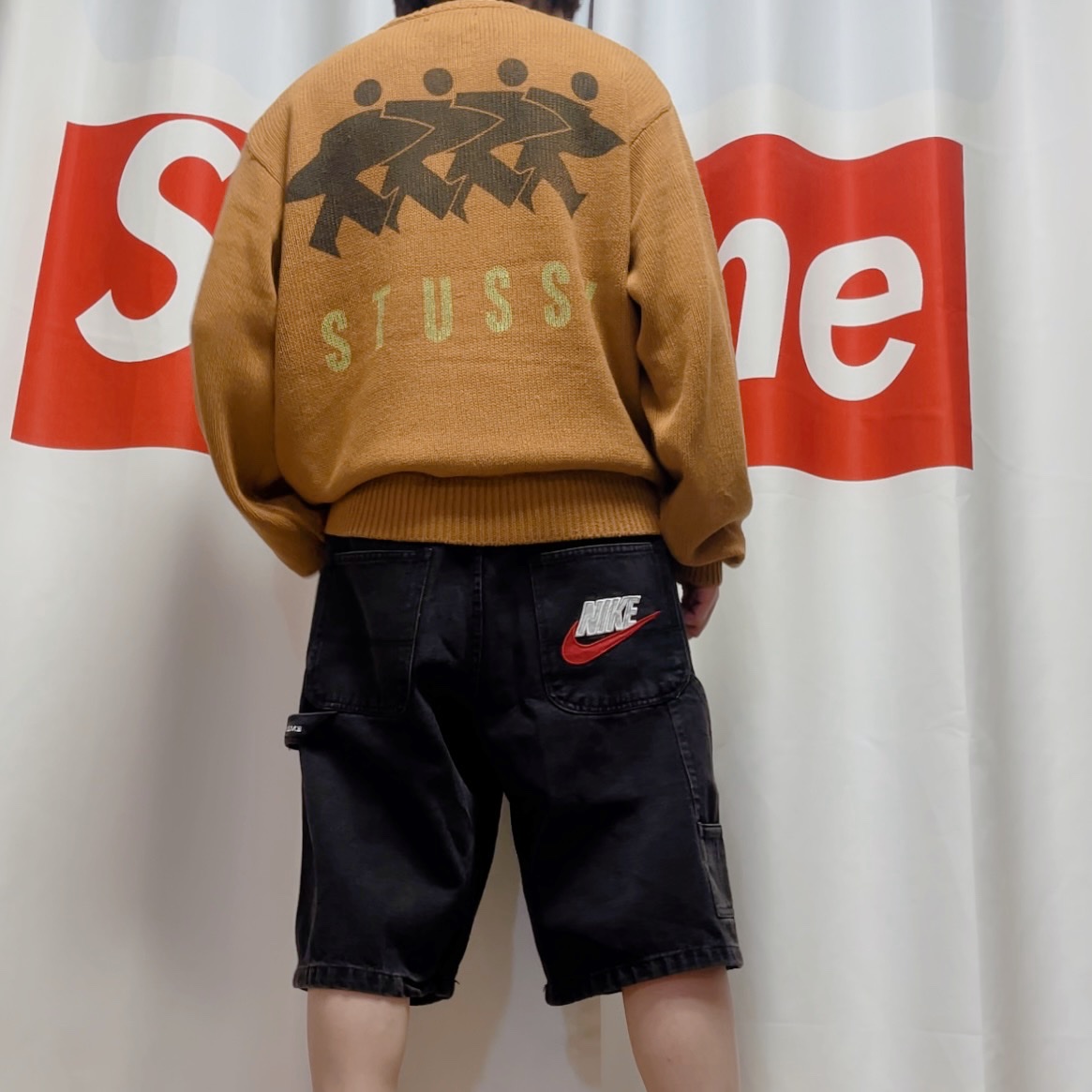 Supreme x Nike Denim Short Black - 24SS, Stussy Surfman Icon Cotton Linen Crew Brown 착용 스타일