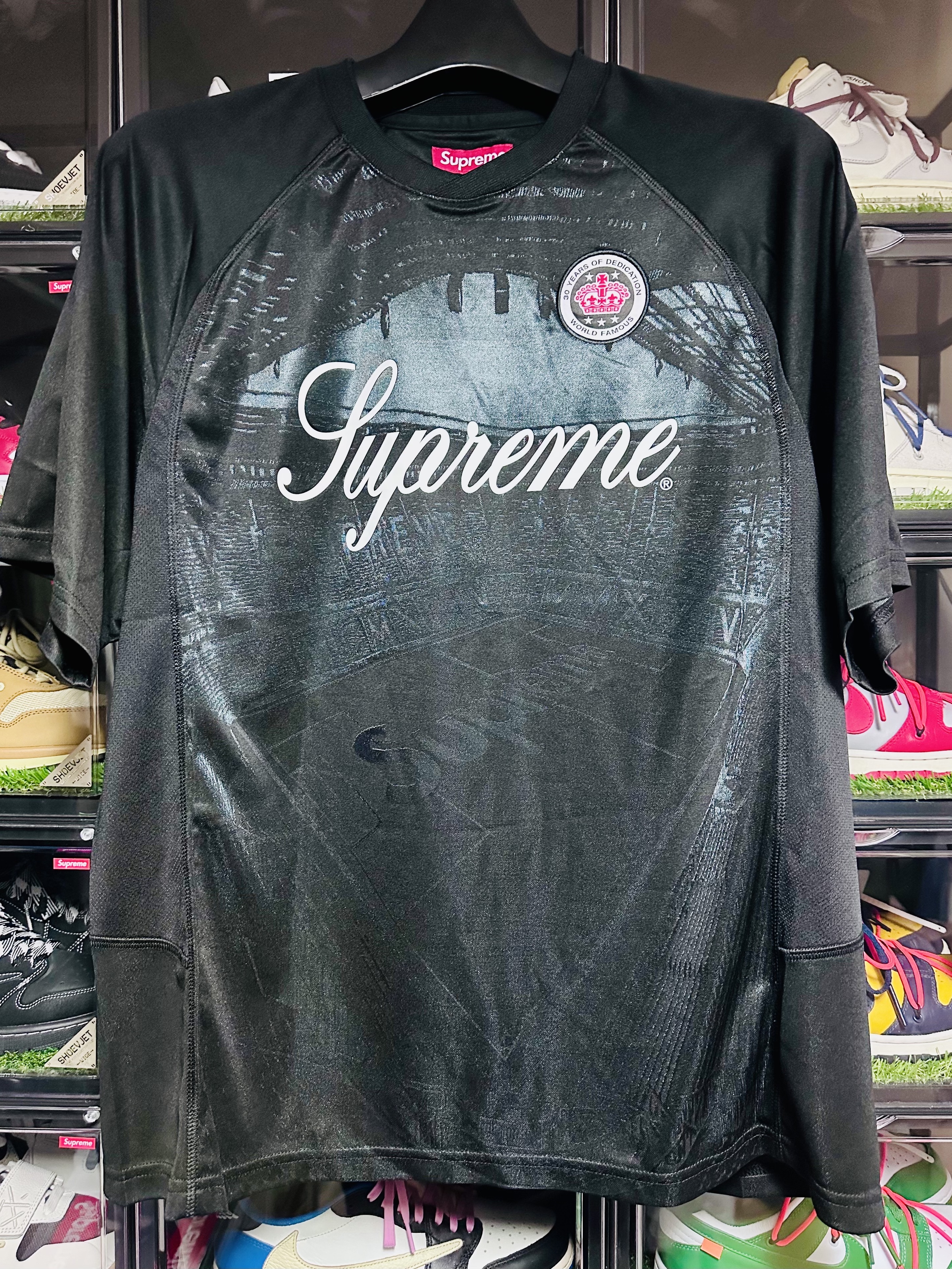 Supreme Jacquard Soccer Jersey Black - 24SS 착용 스타일 - 1