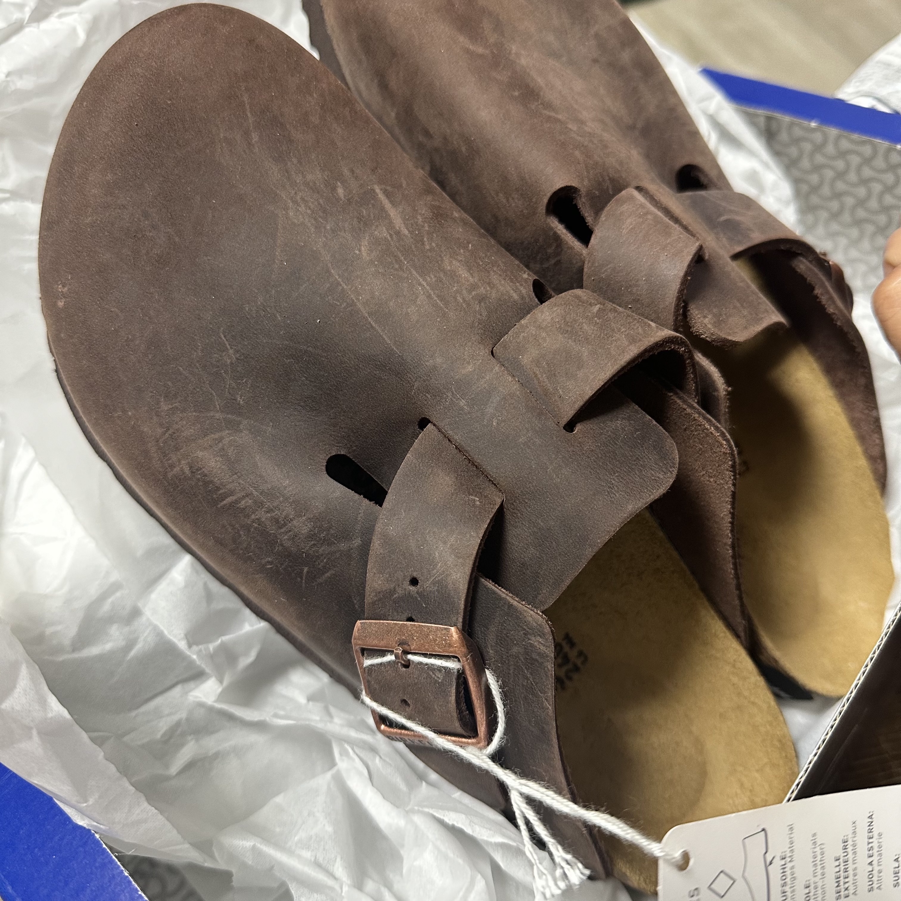 Birkenstock Boston Oiled Leather Habana - Narrow 착용 스타일