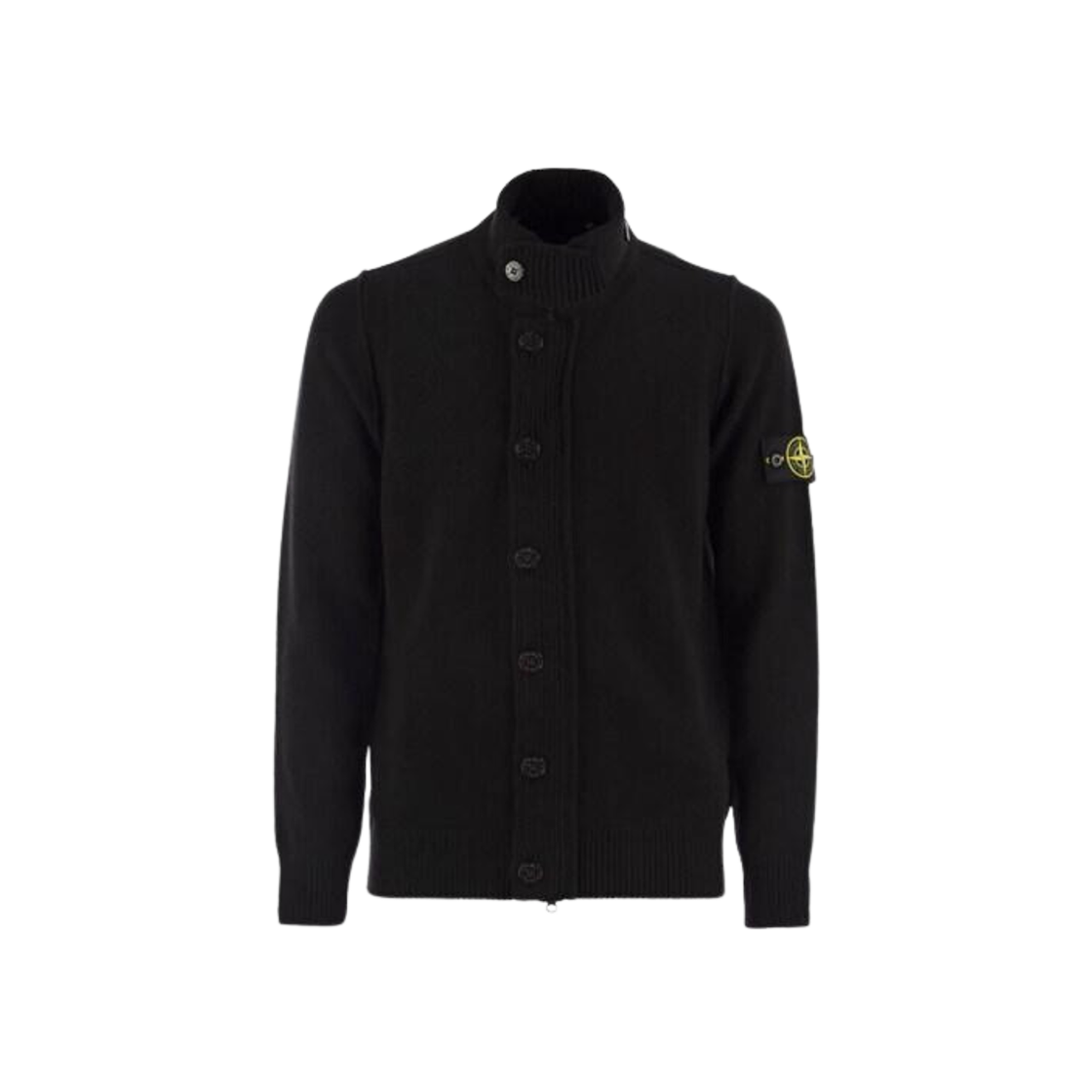 Stone Island 547A3 Lambswool Knit Cardigan Black - 24FW 상세 이미지 1