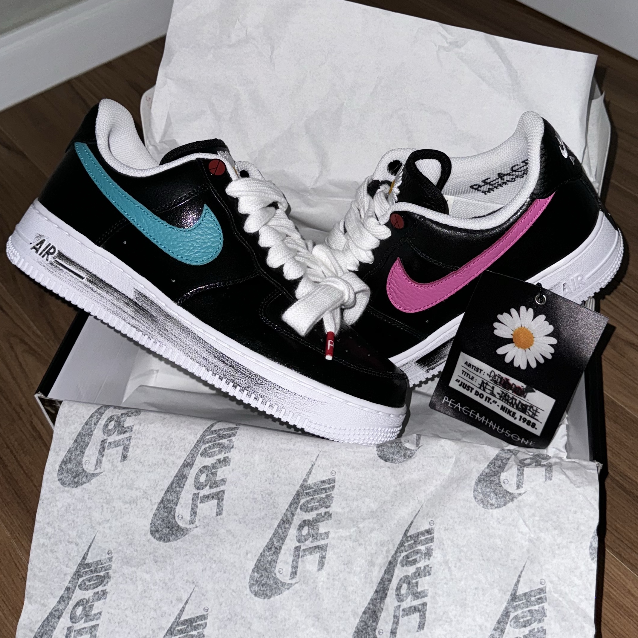 Nike x Peaceminusone Air Force 1 Low Para-Noise 3.0 Black and Multicolor 착용 스타일 - 1