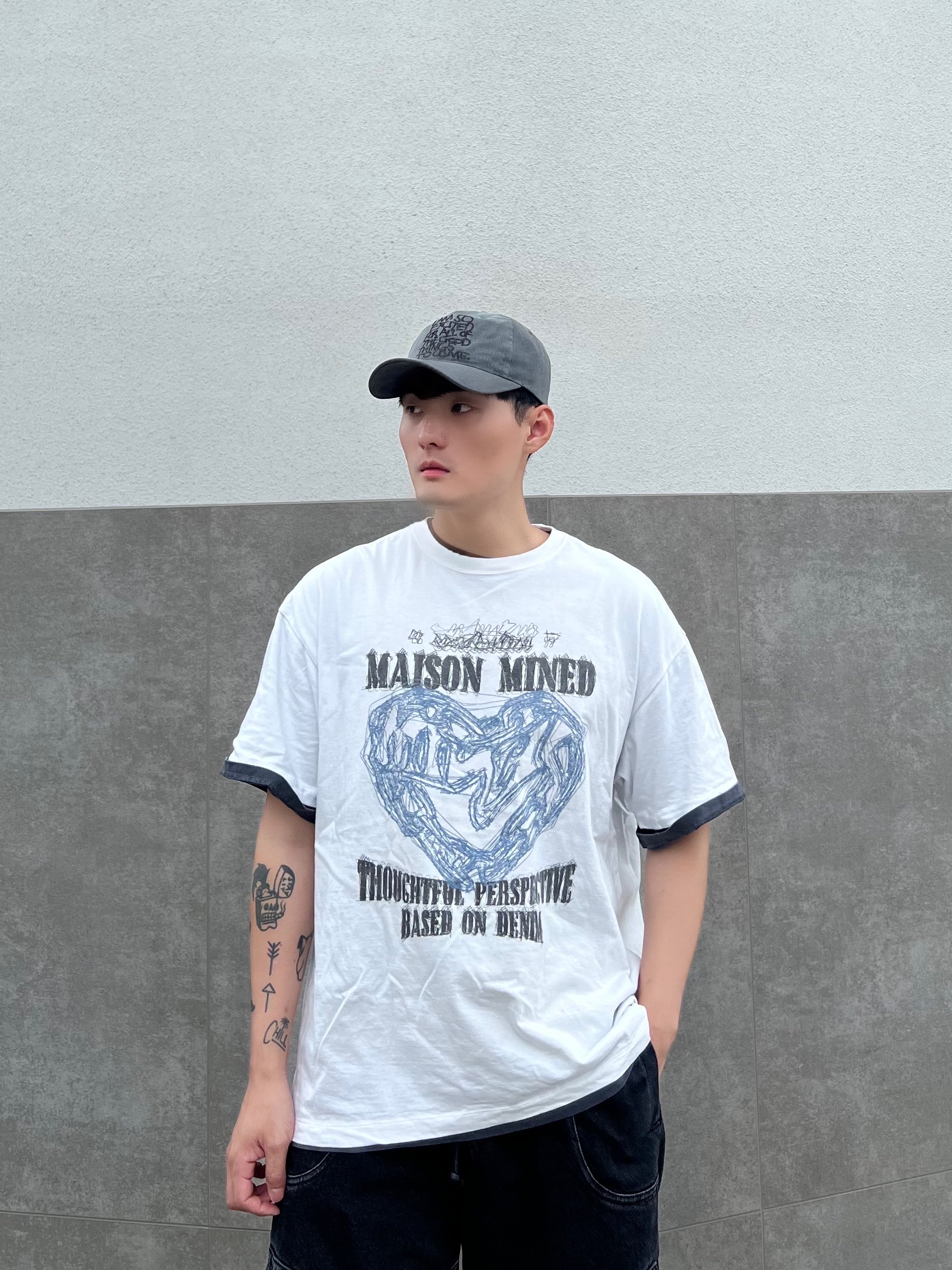NONFLOOR Wanderlust T-Shirt Washed Charcoal 착용 스타일 - 4