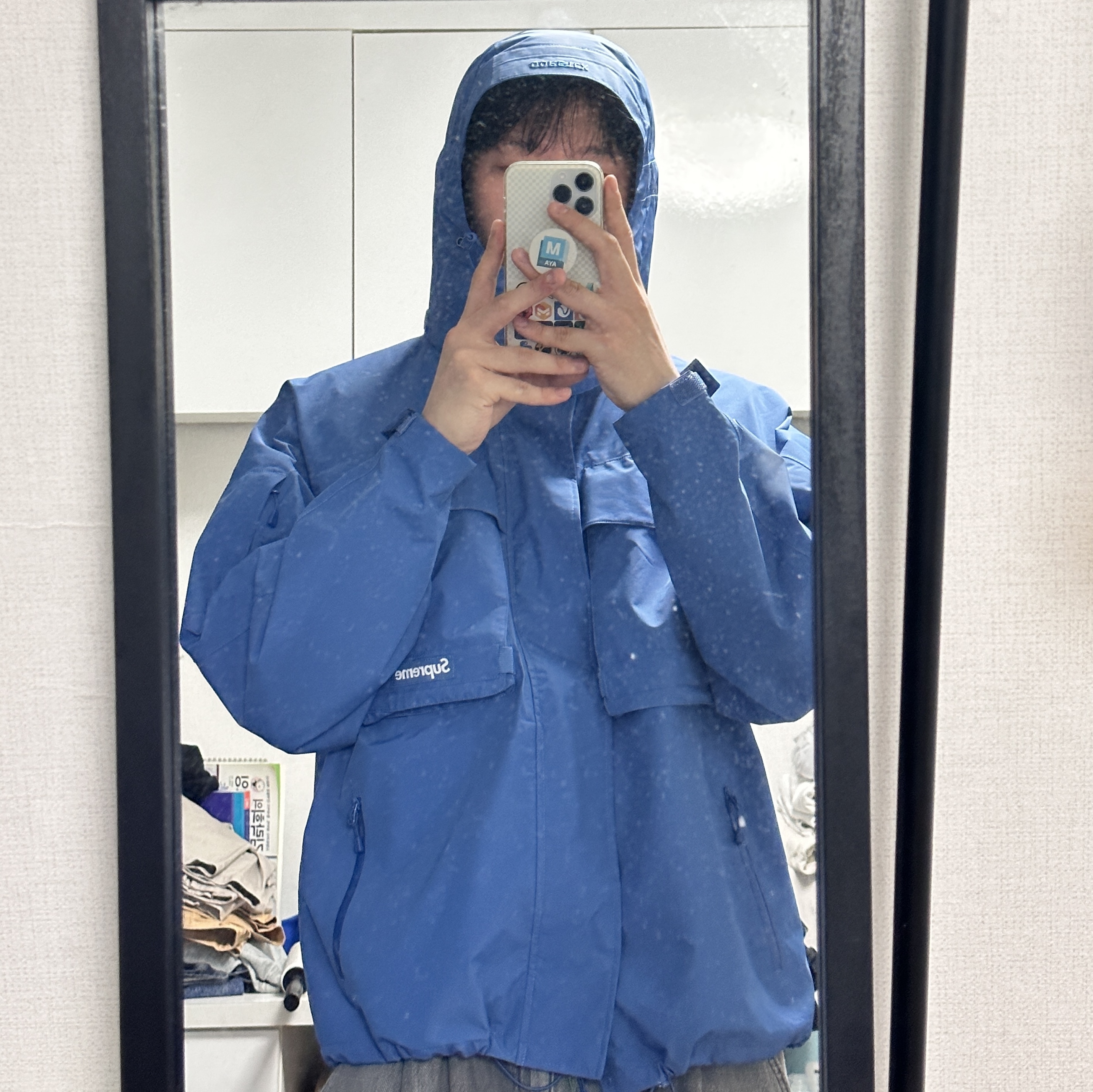 Supreme Gore-Tex Paclite Lightweight Shell Jacket Blue - 23SS 착용 스타일
