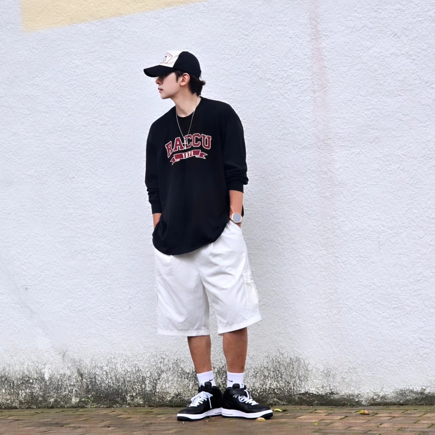 Samsung Galaxy Watch6 44mm LTE Silver (Korean Ver.), Nike x Stussy Air Force 1 '07 Mid SP Black 착용 스타일 - 4