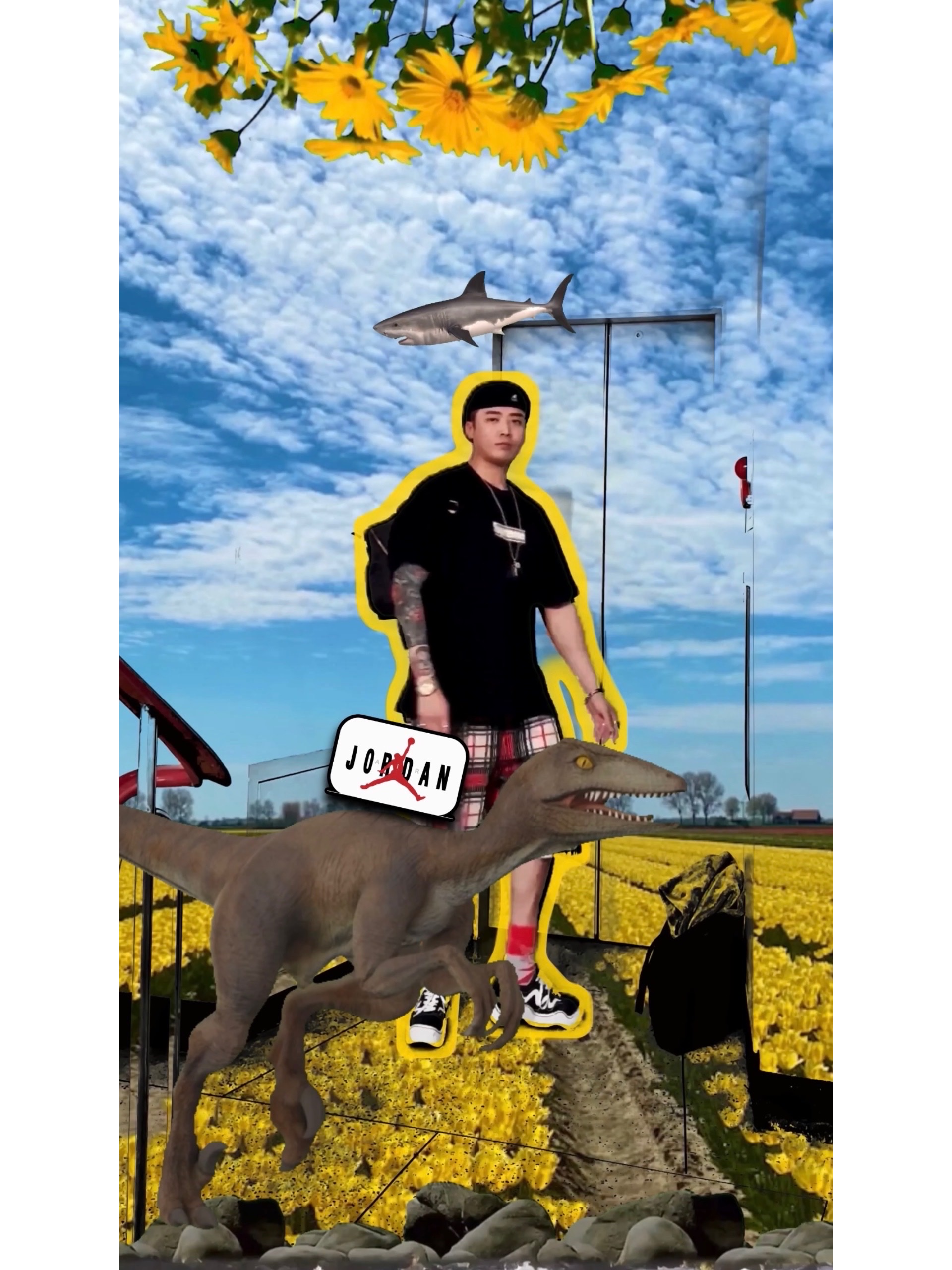 Supreme x Kangol Ventair Logo 504 Black - 22SS, Supreme x Burberry Box Logo T-Shirt Black - 22SS 착용 스타일 - 7