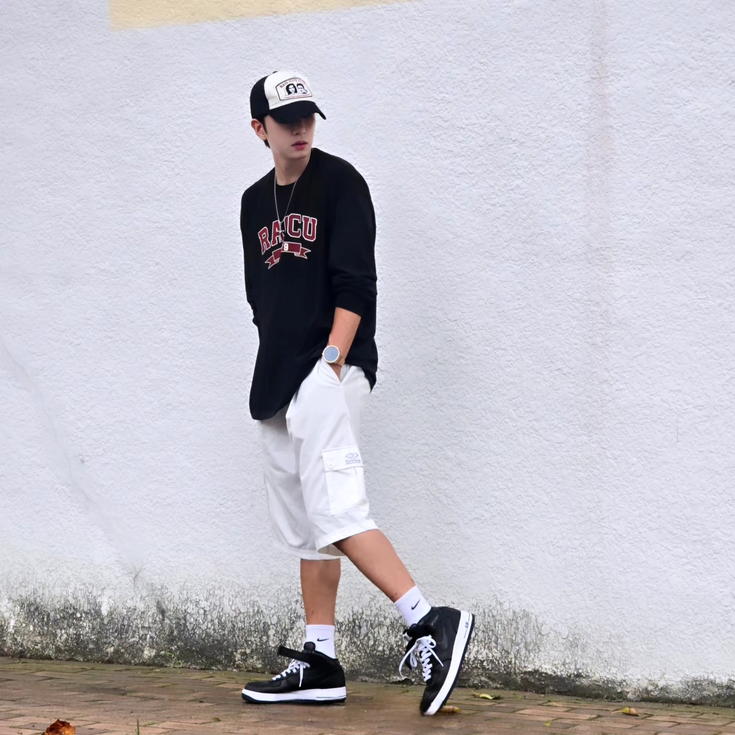 Samsung Galaxy Watch6 44mm LTE Silver (Korean Ver.), Nike x Stussy Air Force 1 '07 Mid SP Black 착용 스타일 - 5