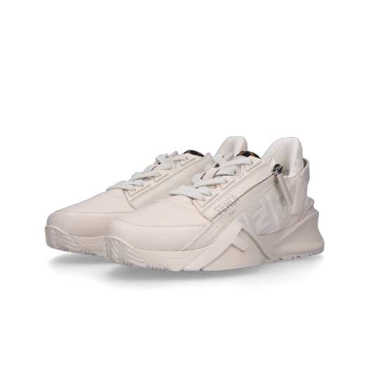 (W) Fendi Flow Nylon Low-Top Sneakers White