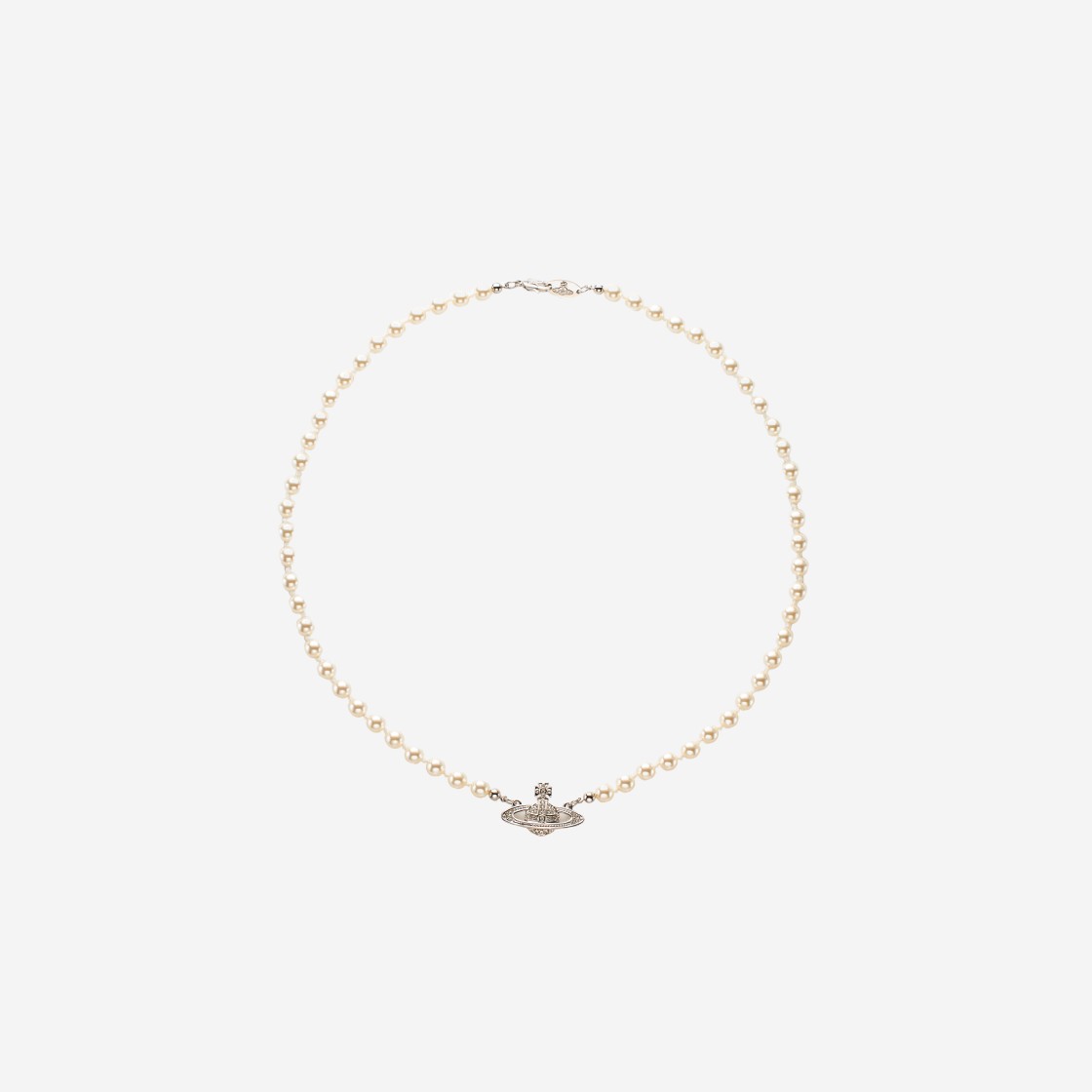 Vivienne Westwood Mini Bas Relief Pearl Necklace Silver 상세 이미지 1