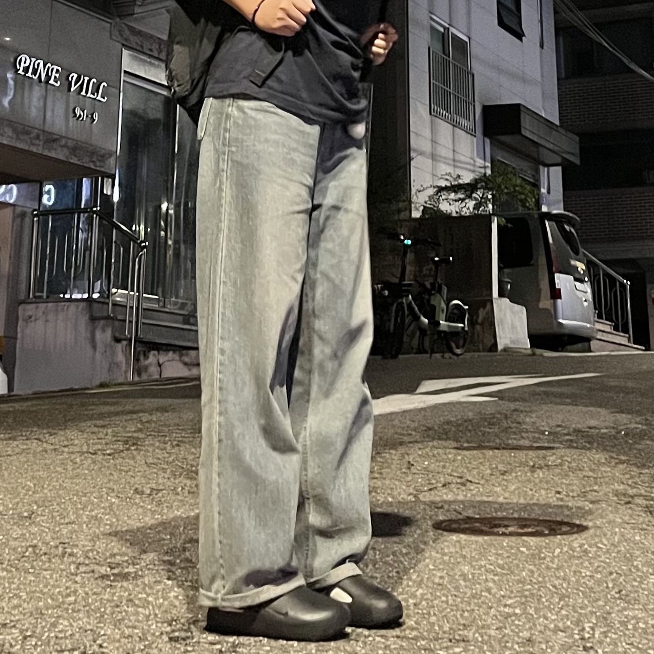 (W) Nike Calm Mule Black 착용 스타일