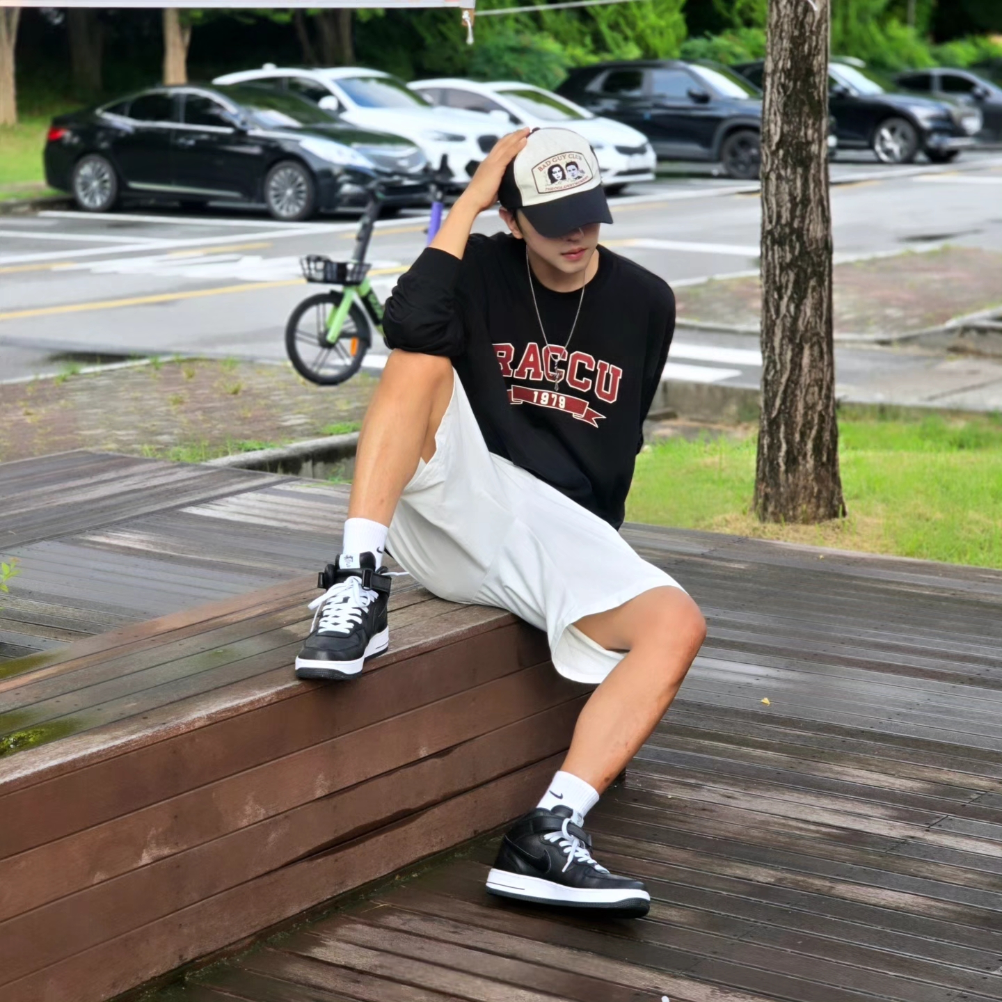 Samsung Galaxy Watch6 44mm LTE Silver (Korean Ver.), Nike x Stussy Air Force 1 '07 Mid SP Black 착용 스타일 - 7