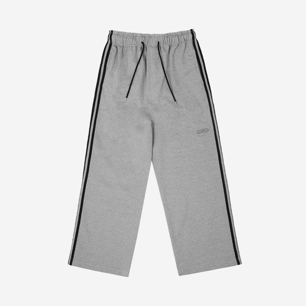 본투윈 크롬 B 로고 트랙 라인 와이드 팬츠 멜란지 그레이(BORN TO WIN Chrome B Logo Track Line Wide Pants Melange Grey) - 2