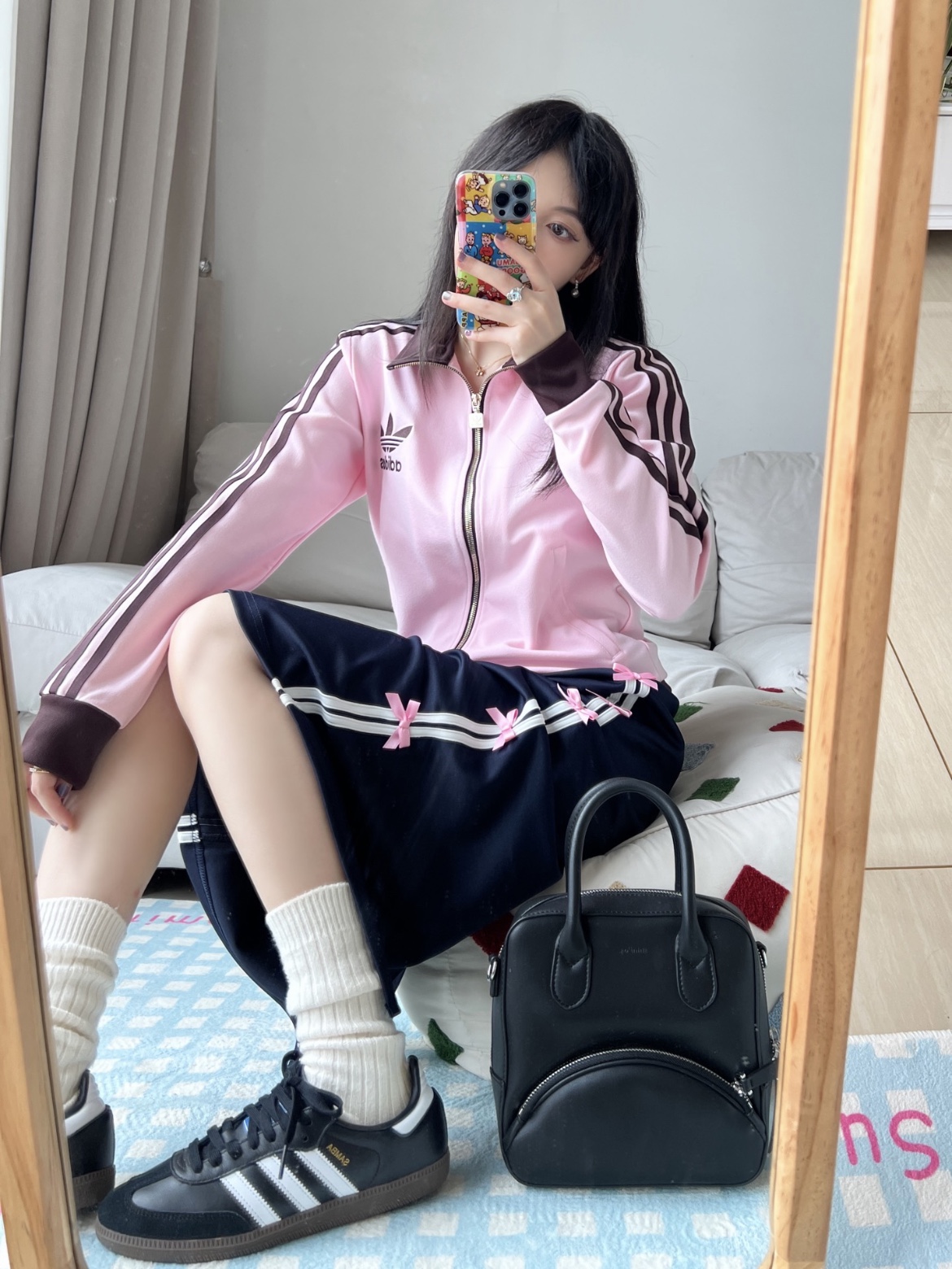 (W) Adidas Originals Beckenbauer Track Jacket Clear Pink - KR Sizing 착용 스타일 - 2