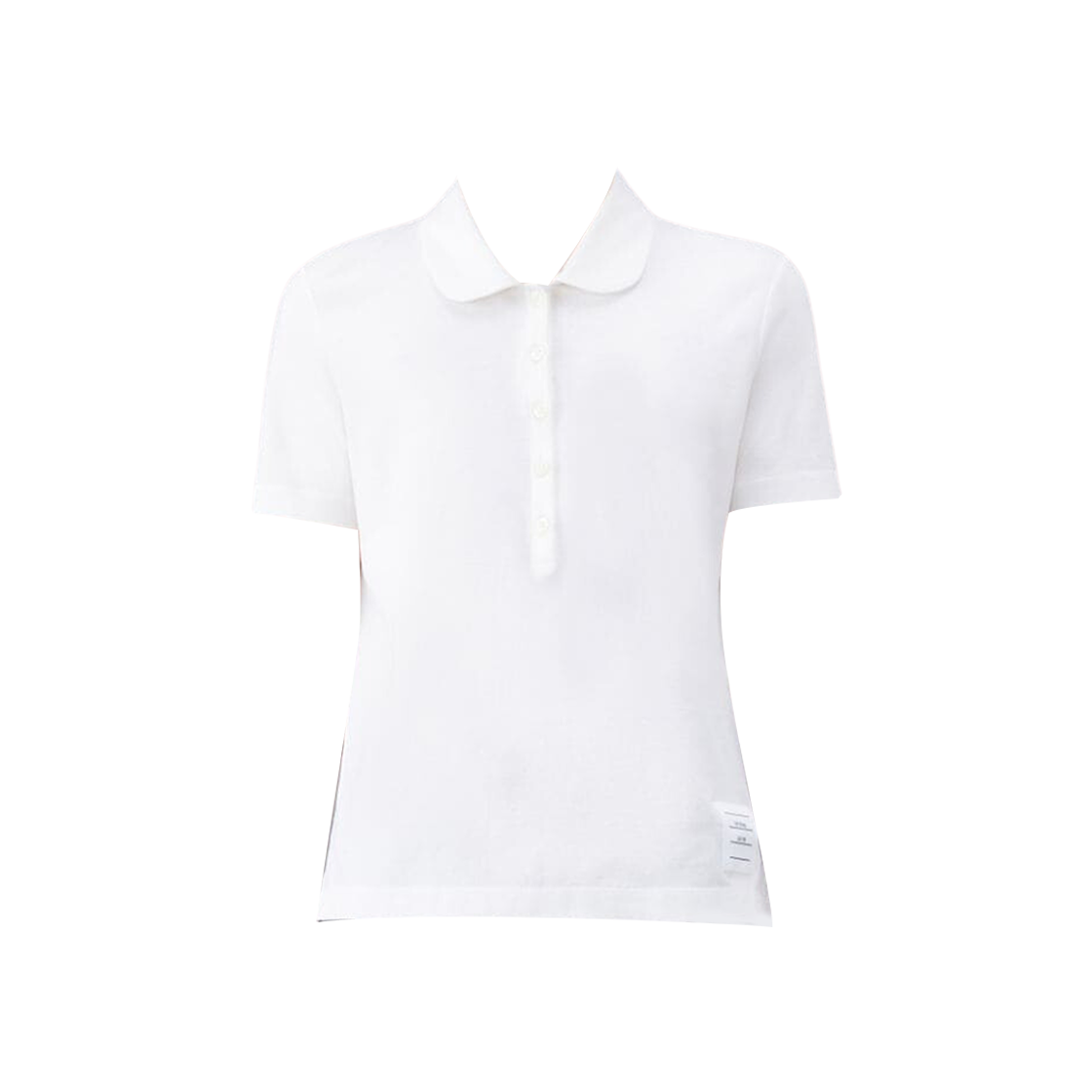 (W) Thom Browne Cotton Crepe Jersey Round Collar Polo White 상세 이미지 1