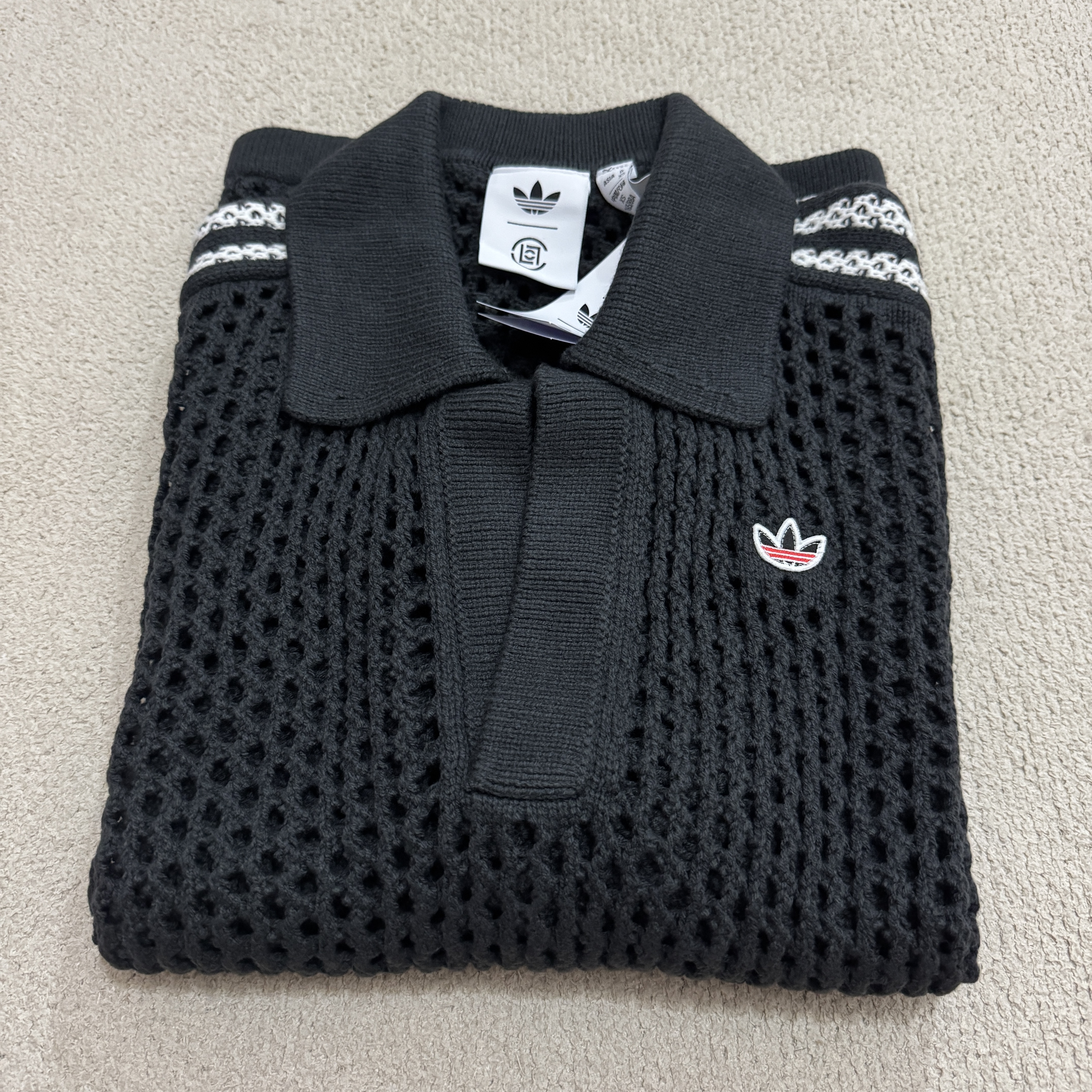 Adidas x Clot Crochet Polo Carbon - KR Sizing 착용 스타일