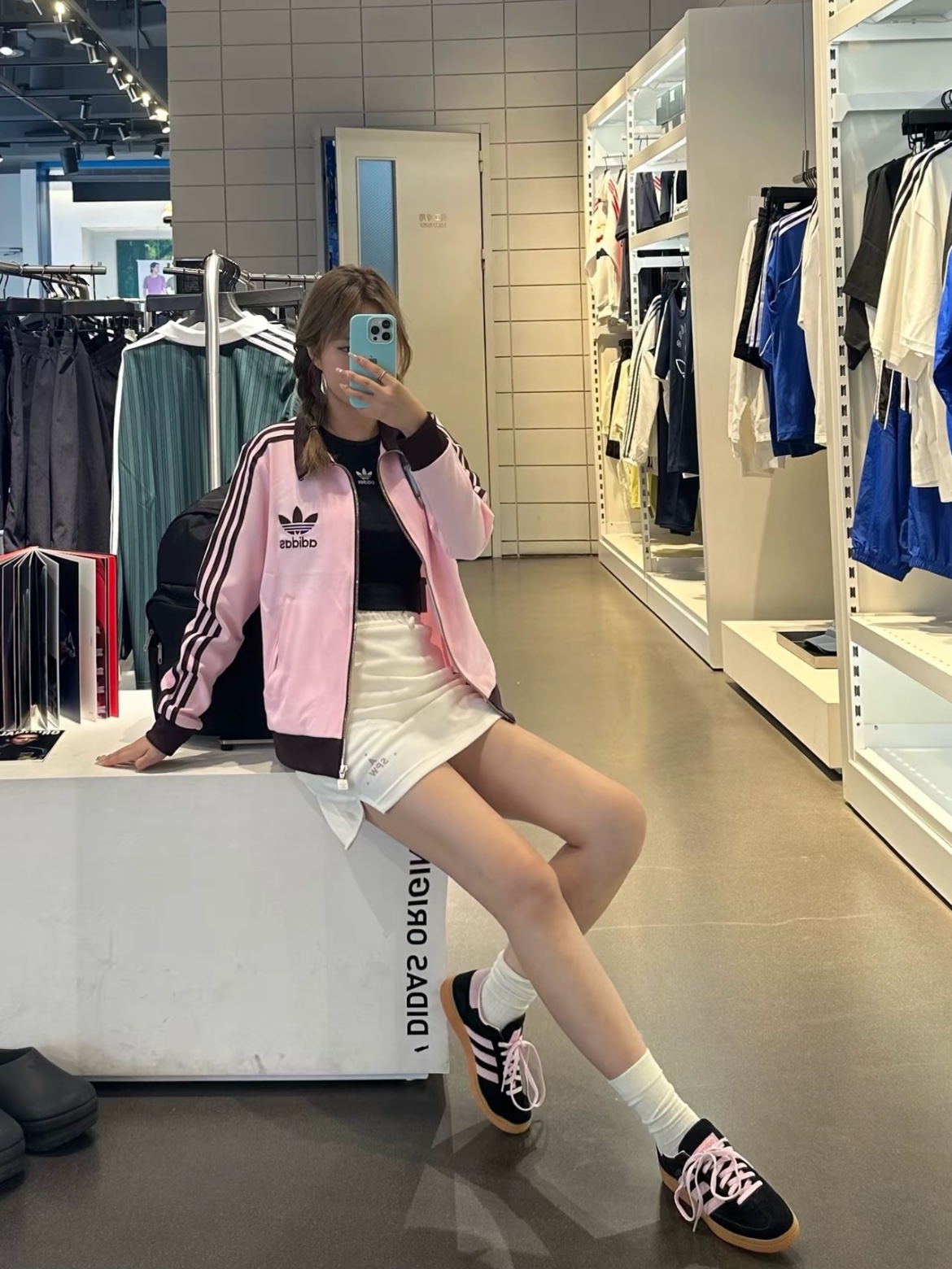 (W) Adidas Originals Beckenbauer Track Jacket Clear Pink - KR Sizing 착용 스타일 - 1