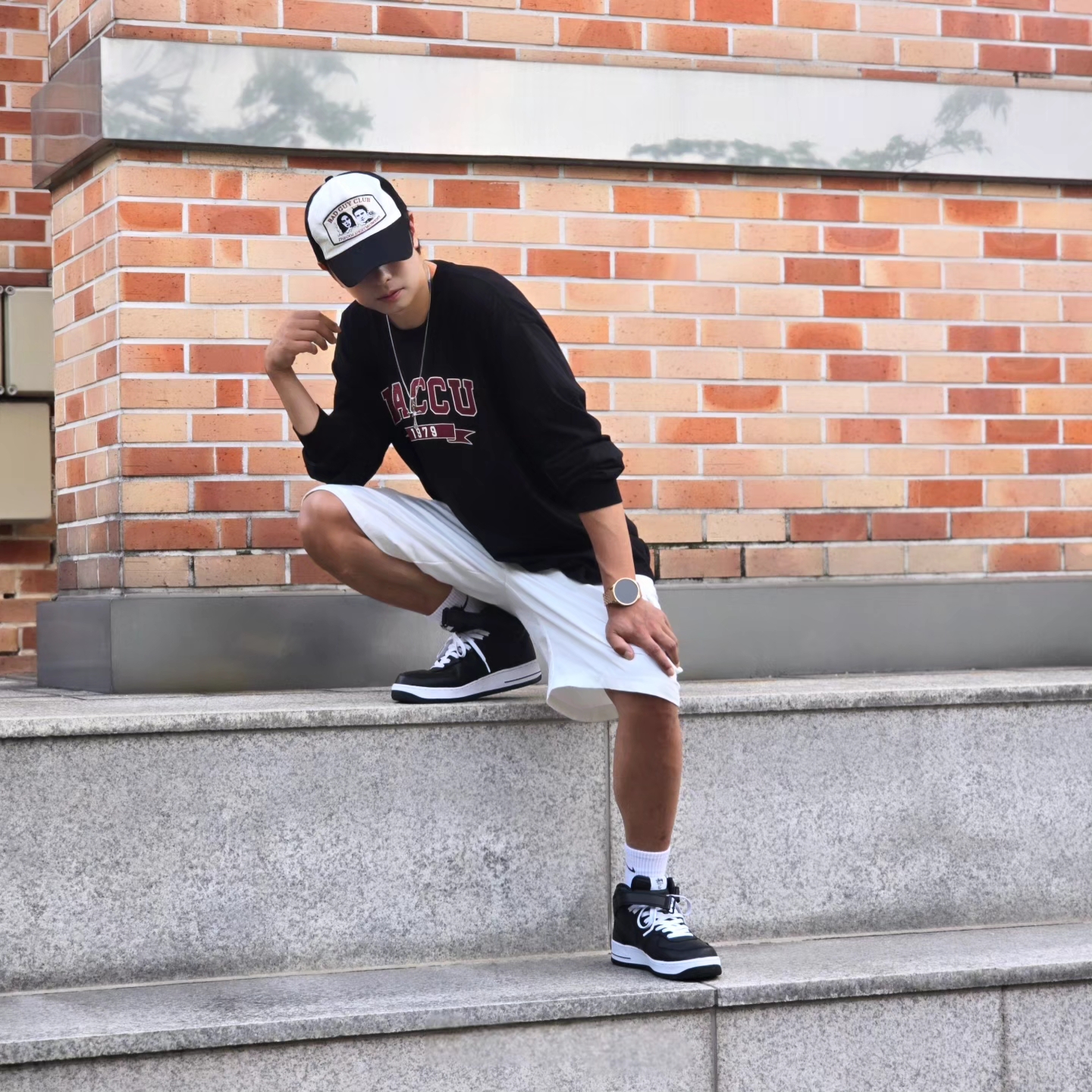 Samsung Galaxy Watch6 44mm LTE Silver (Korean Ver.), Nike x Stussy Air Force 1 '07 Mid SP Black 착용 스타일 - 8
