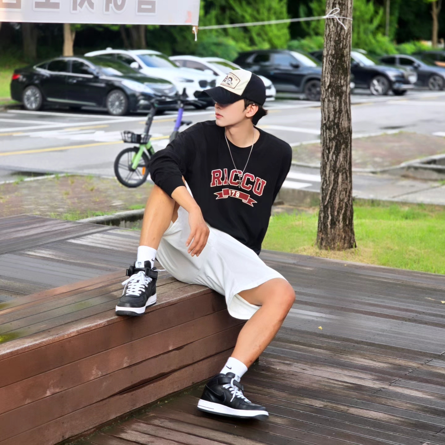 Samsung Galaxy Watch6 44mm LTE Silver (Korean Ver.), Nike x Stussy Air Force 1 '07 Mid SP Black 착용 스타일 - 6