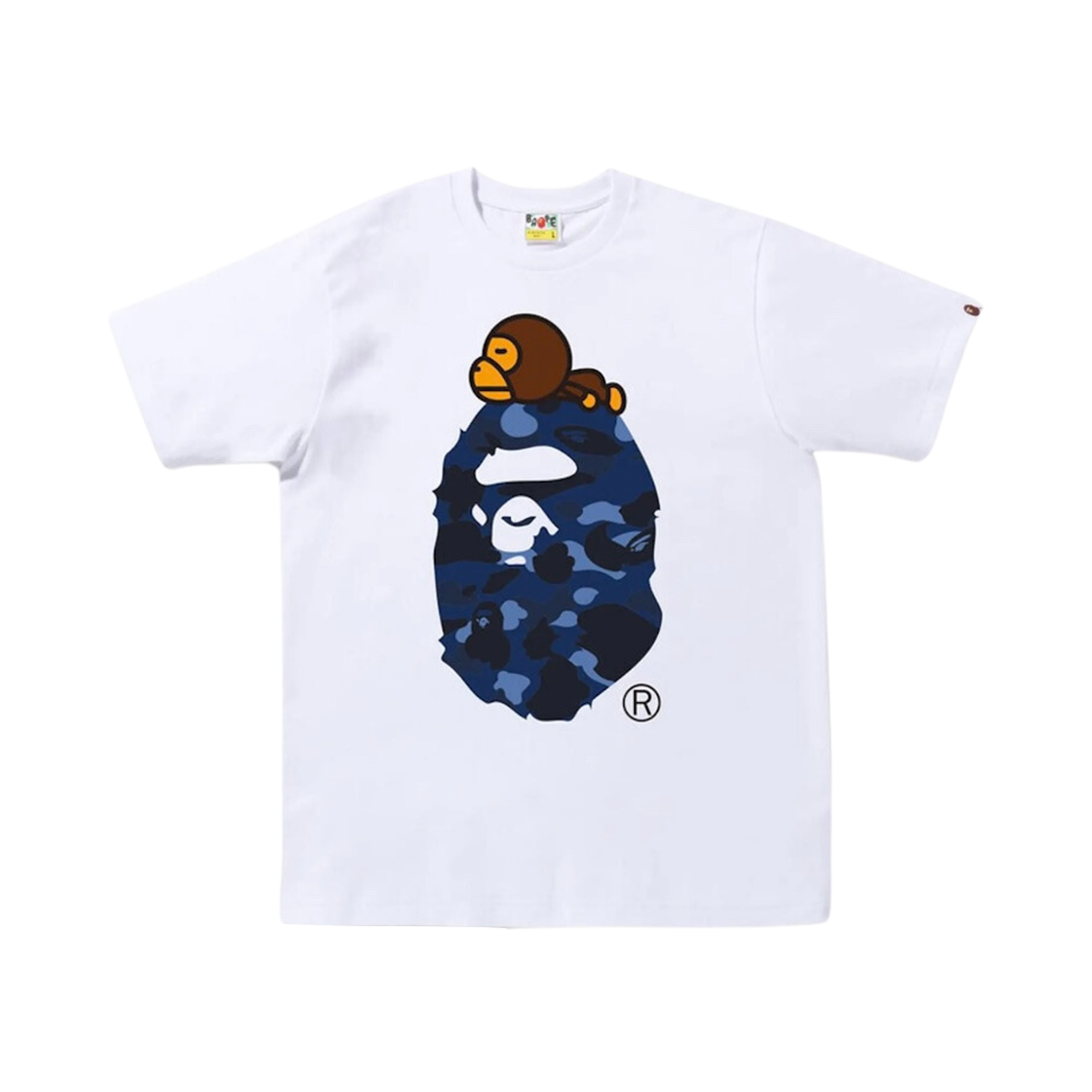 BAPE Color Camo Milo On Big Ape T-Shirt White Navy 상세 이미지 1