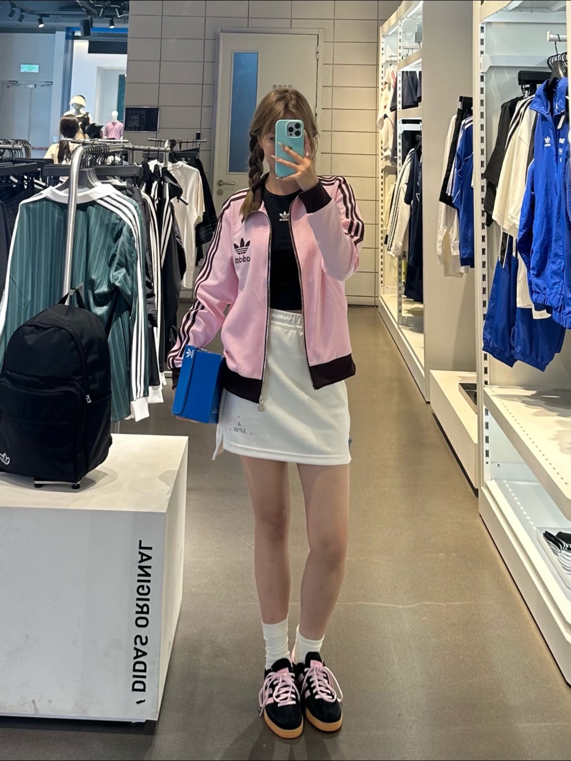 (W) Adidas Originals Beckenbauer Track Jacket Clear Pink - KR Sizing 착용 스타일 - 2