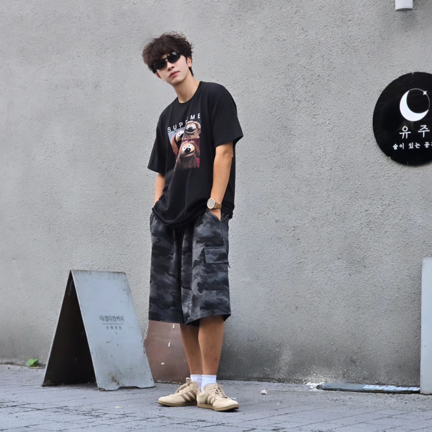 Supreme Rowlf T-Shirt Black - 24SS, Samsung Galaxy Watch6 44mm LTE Silver (Korean Ver.) 착용 스타일 - 4