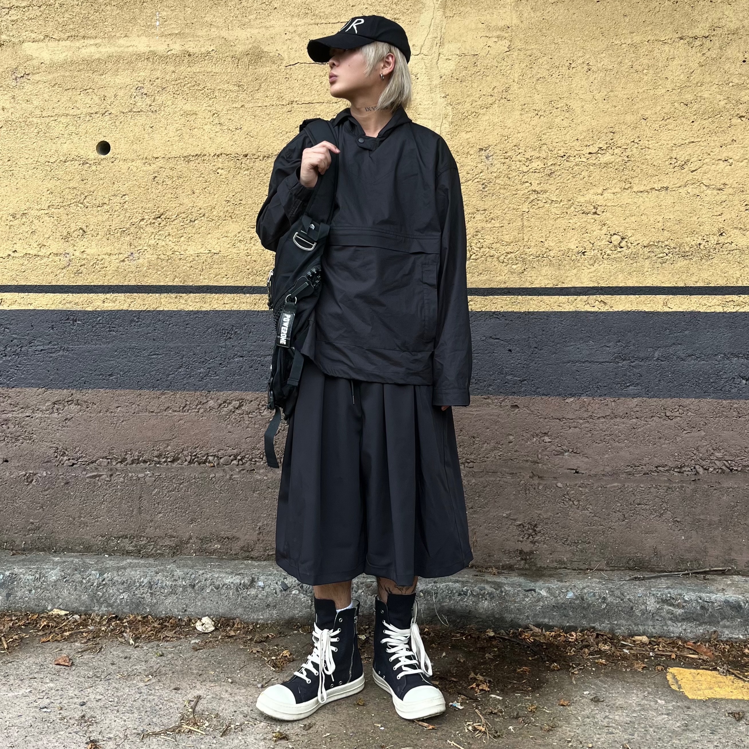 Rick Owens Drkshdw Calf Leather Penta Sneakers Black Milk White 착용 스타일 - 1