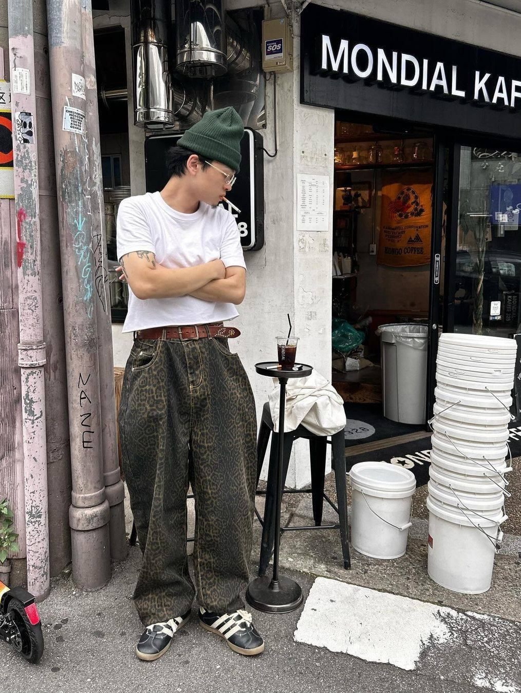 Supreme x Toy Machine Work Pant Leopard - 24SS, Needles x Noma t.d. String Cowboy Pants Leopard Purple 착용 스타일 - 4
