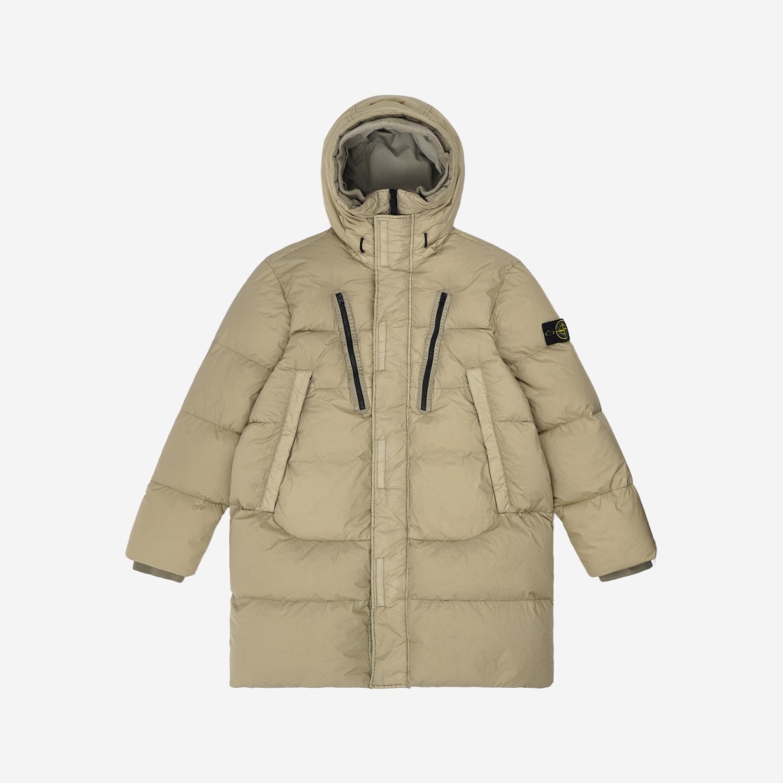 Stone Island 70123 Crinkle Reps Hooded Long Down Jacket Ecru - 21FW 상세 이미지 1