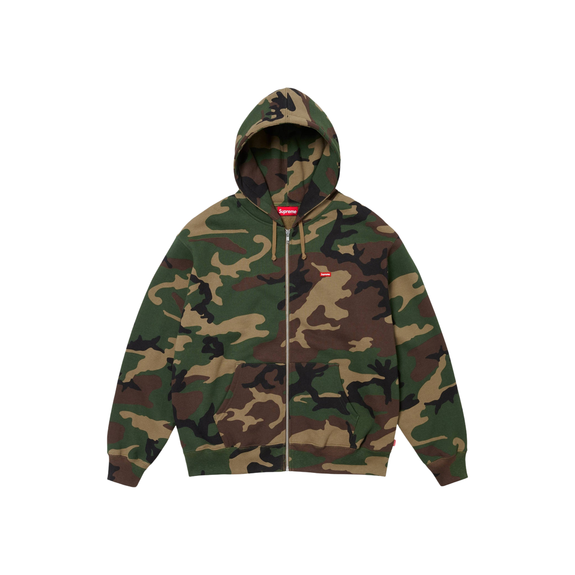 슈프림 스몰 박스 집업 후드 스웨트셔츠 우드랜드 카모 - 24FW | Supreme | KREAM